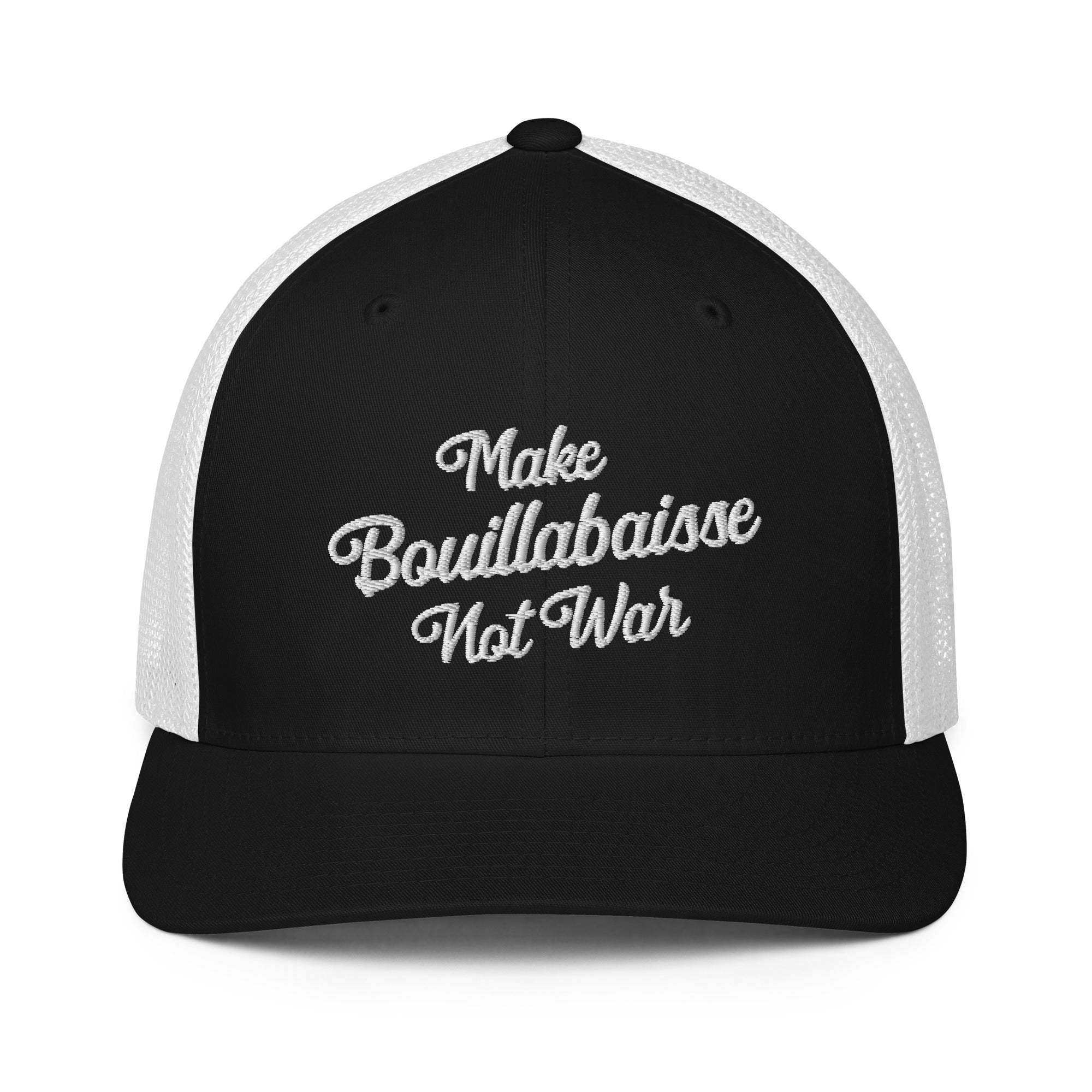 Casquette trucker renforcée Make Bouillabaisse Not War White 3DPuffy
