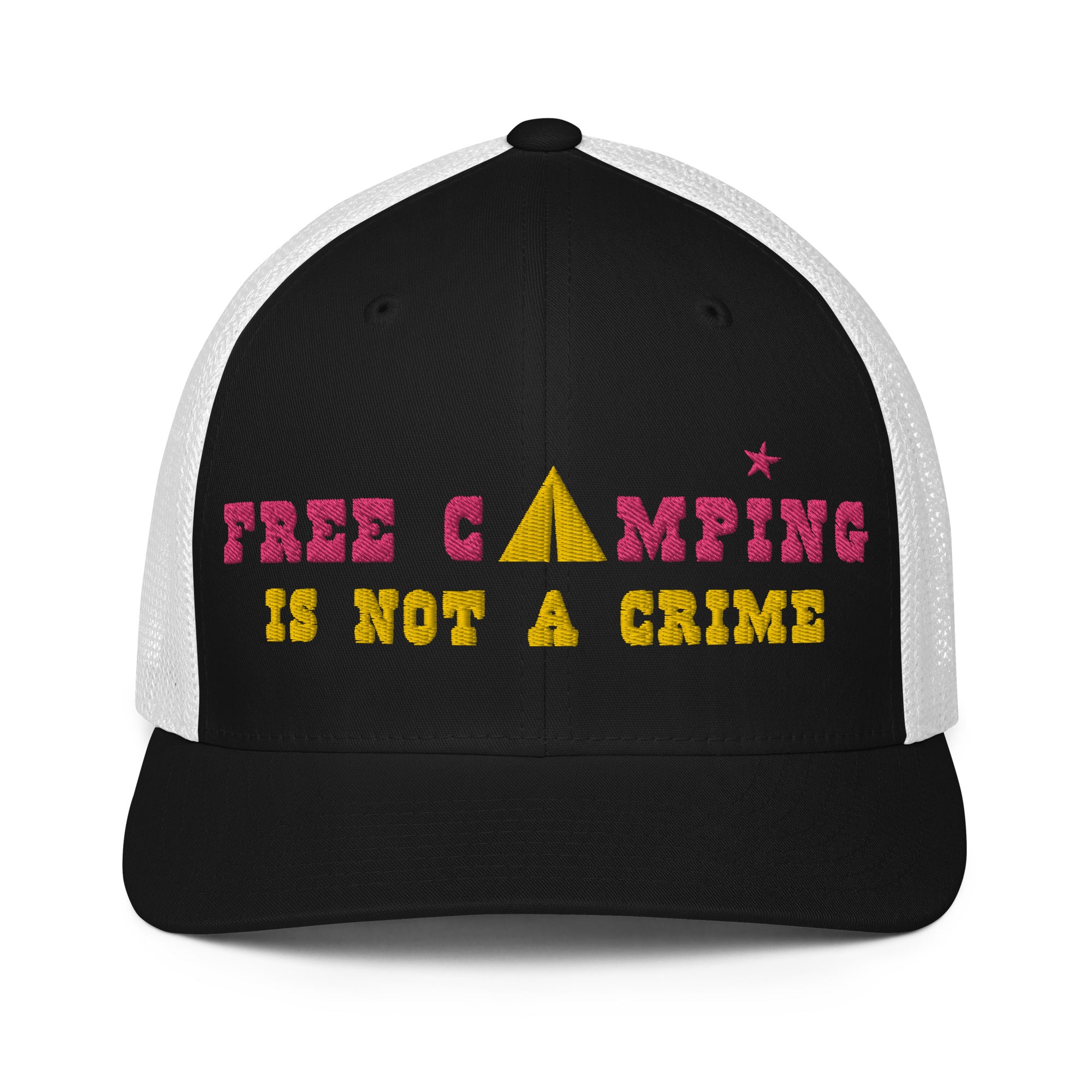 Casquette trucker renforcée Free camping is not a crime flamingo/yellow