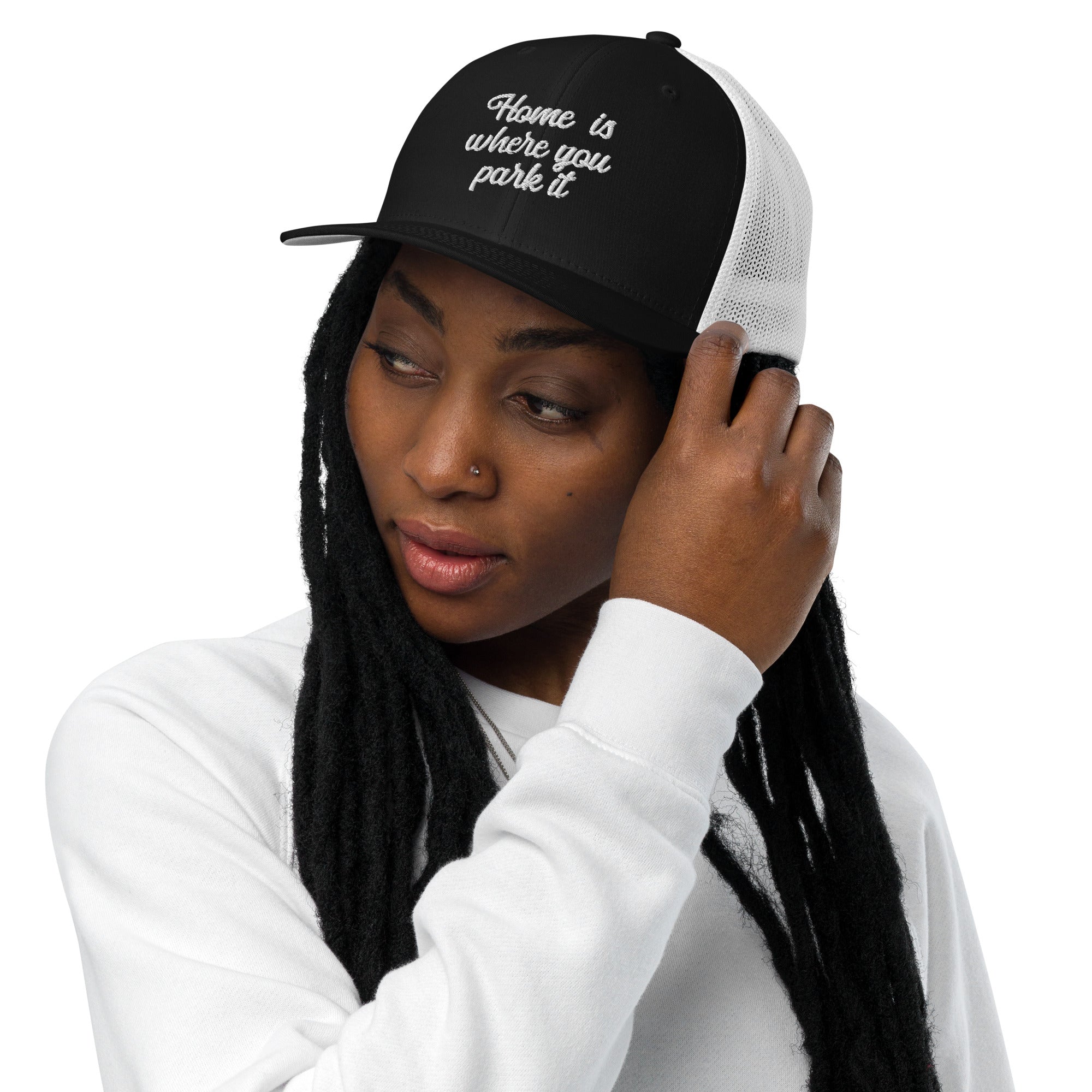 Casquette trucker renforcée Home is where you park it white
