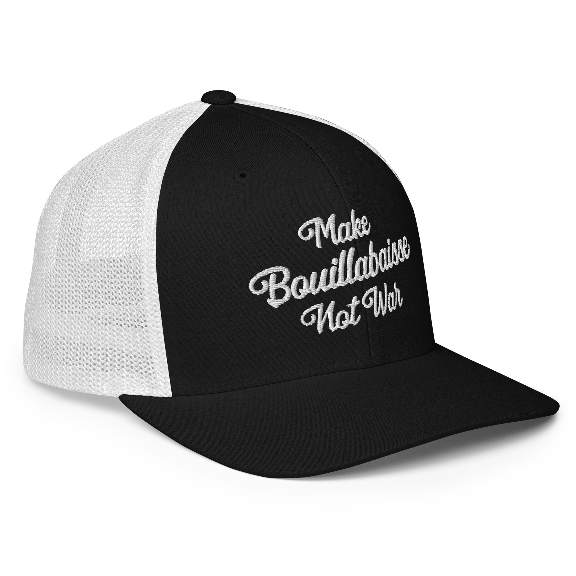 Casquette trucker renforcée Make Bouillabaisse Not War White 3DPuffy