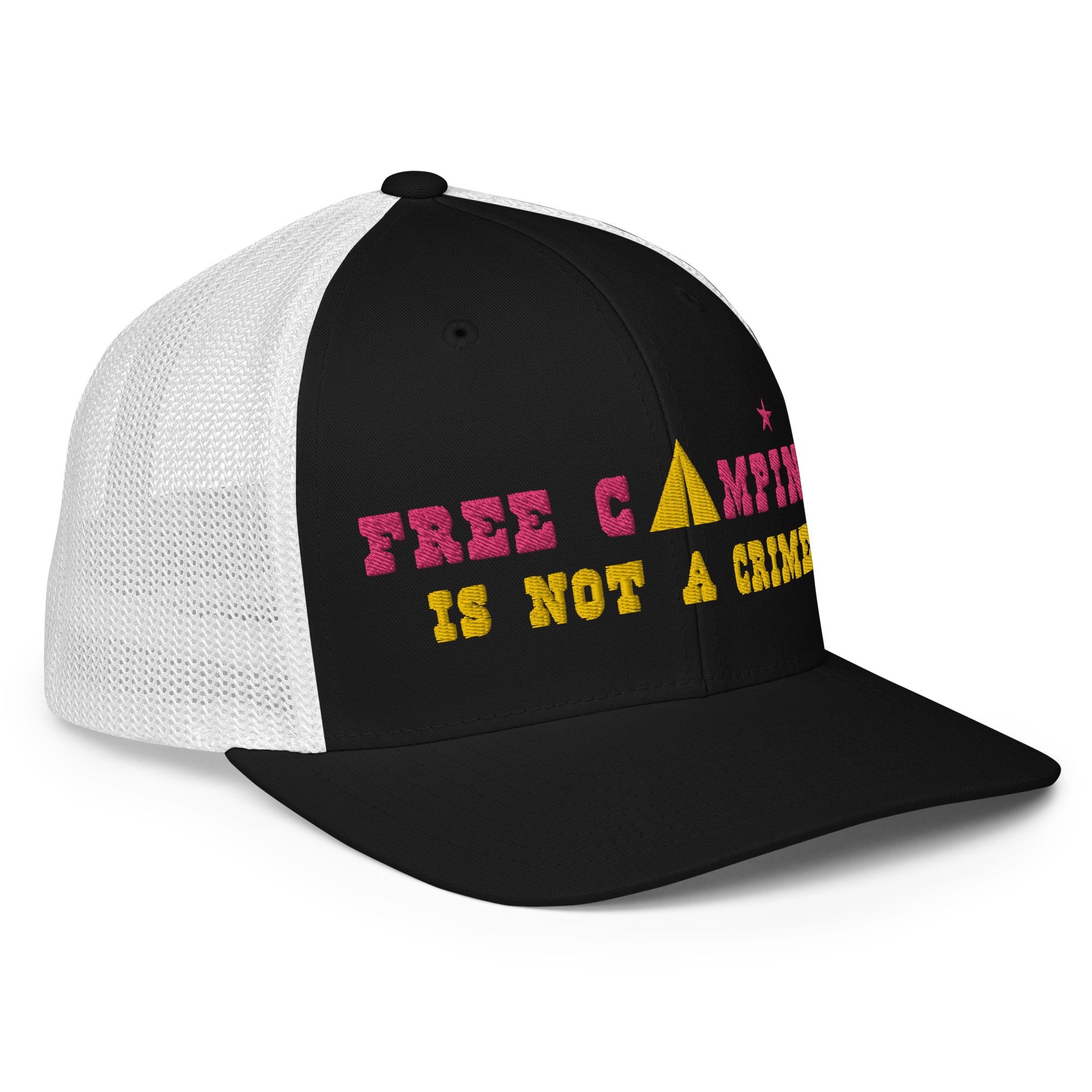 Casquette trucker renforcée Free camping is not a crime flamingo/yellow