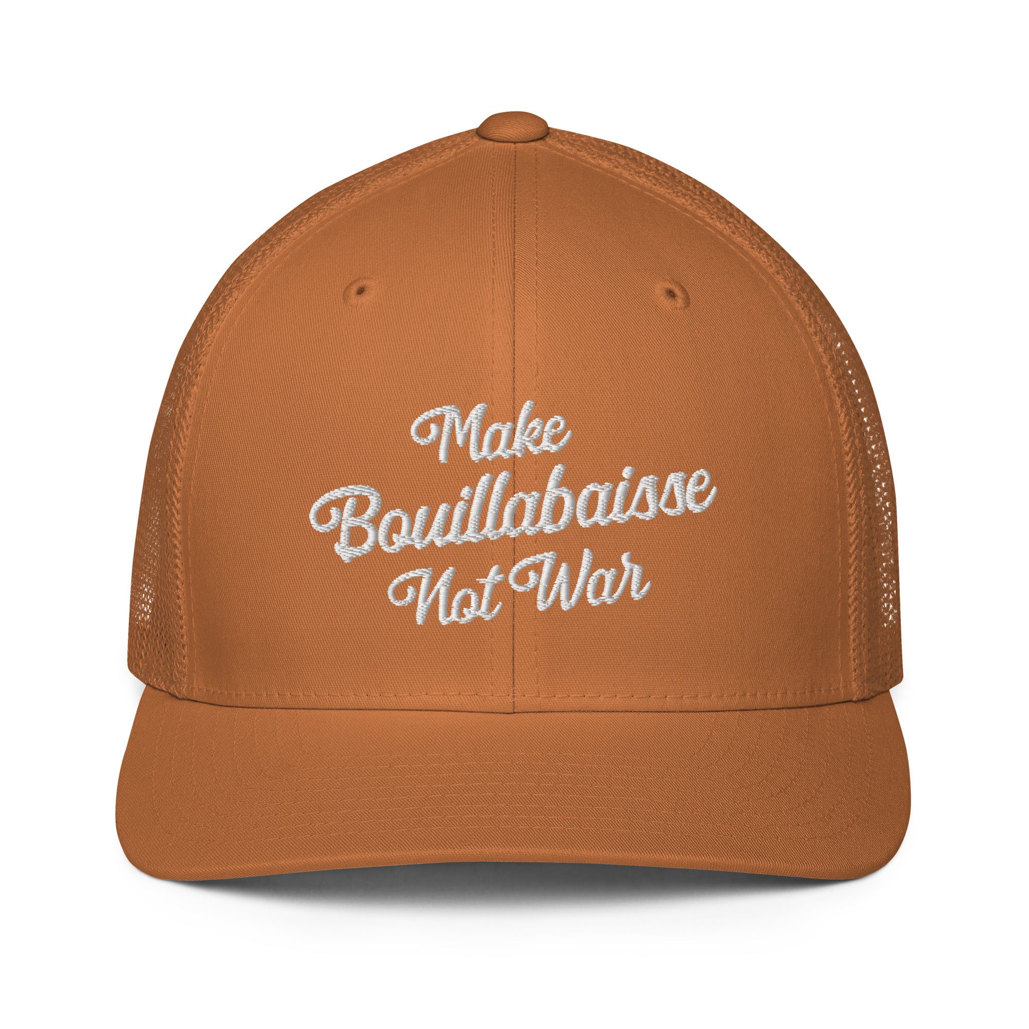 Casquette trucker renforcée Make Bouillabaisse Not War White 3DPuffy