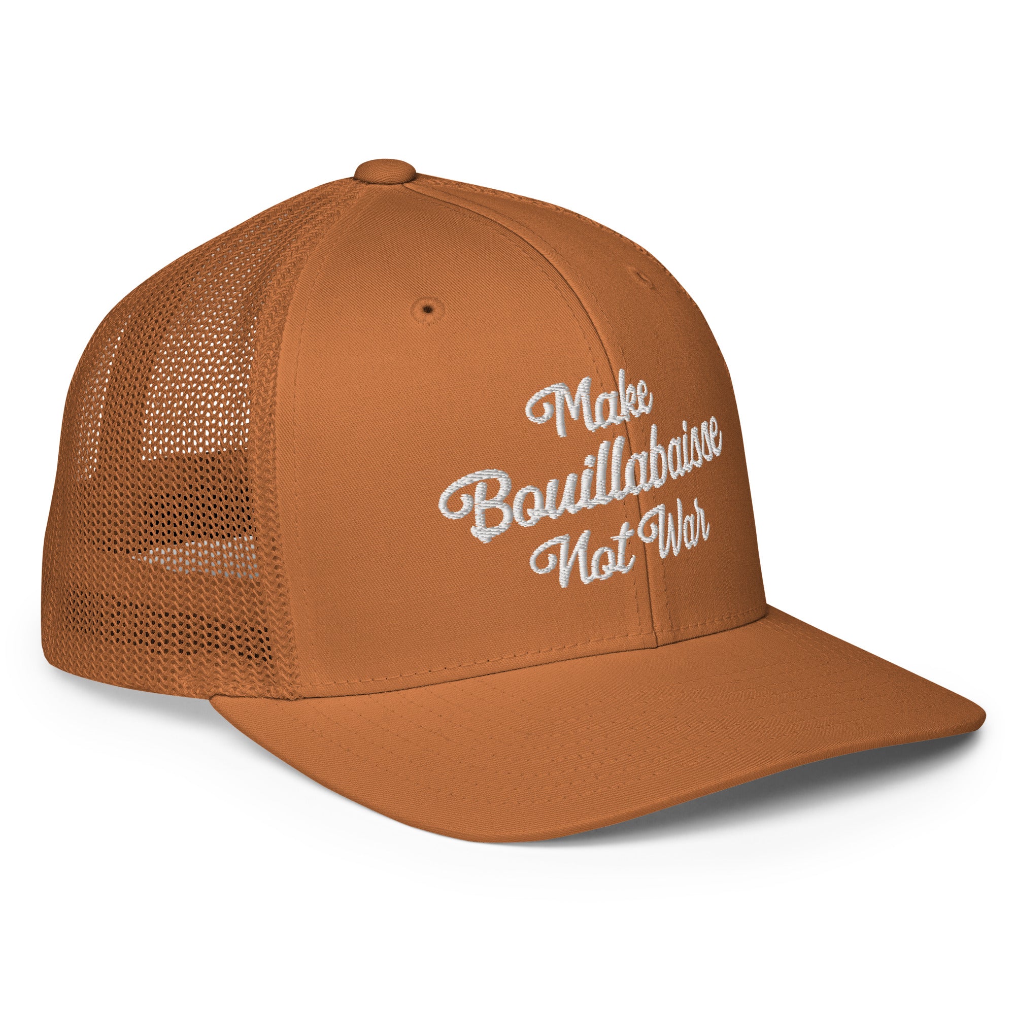 Casquette trucker renforcée Make Bouillabaisse Not War White 3DPuffy