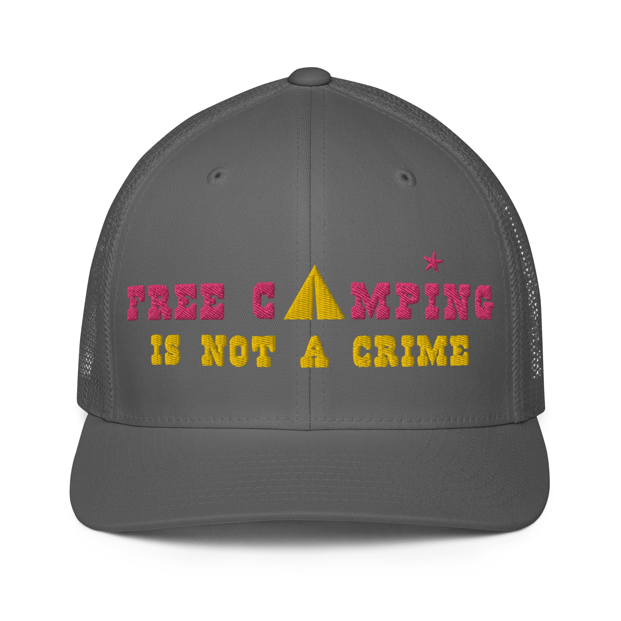 Casquette trucker renforcée Free camping is not a crime flamingo/yellow