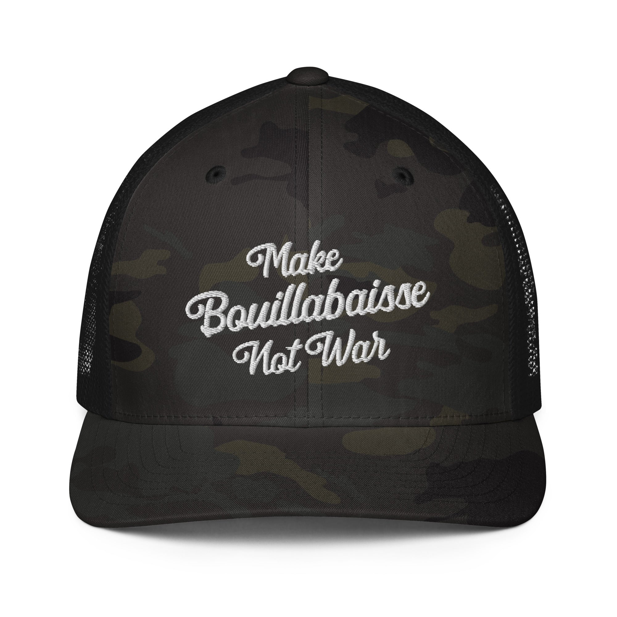 Casquette trucker renforcée Make Bouillabaisse Not War White 3DPuffy