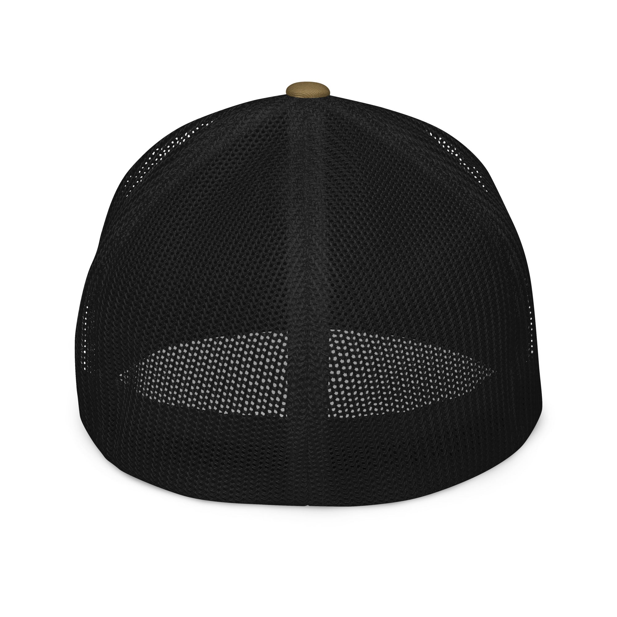 Camo closed-back trucker cap Free camping is not a crime black/white