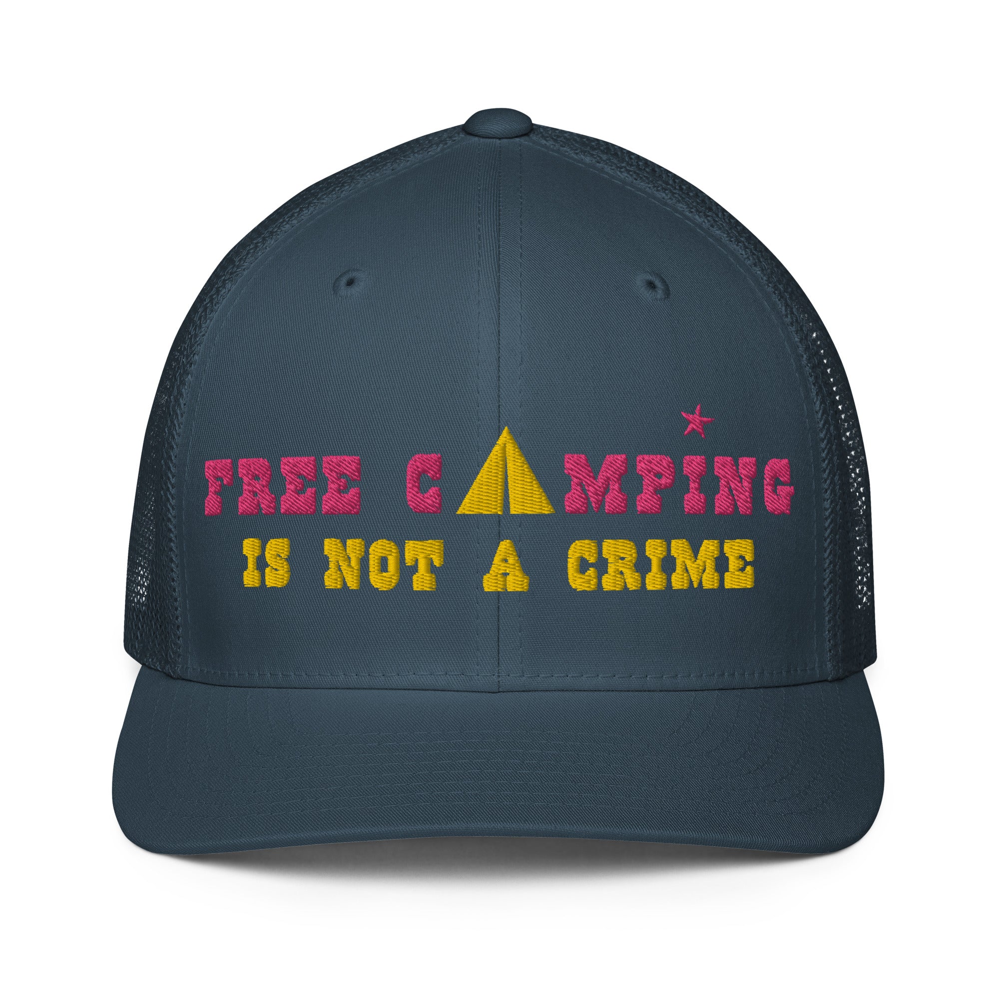 Casquette trucker renforcée Free camping is not a crime flamingo/yellow