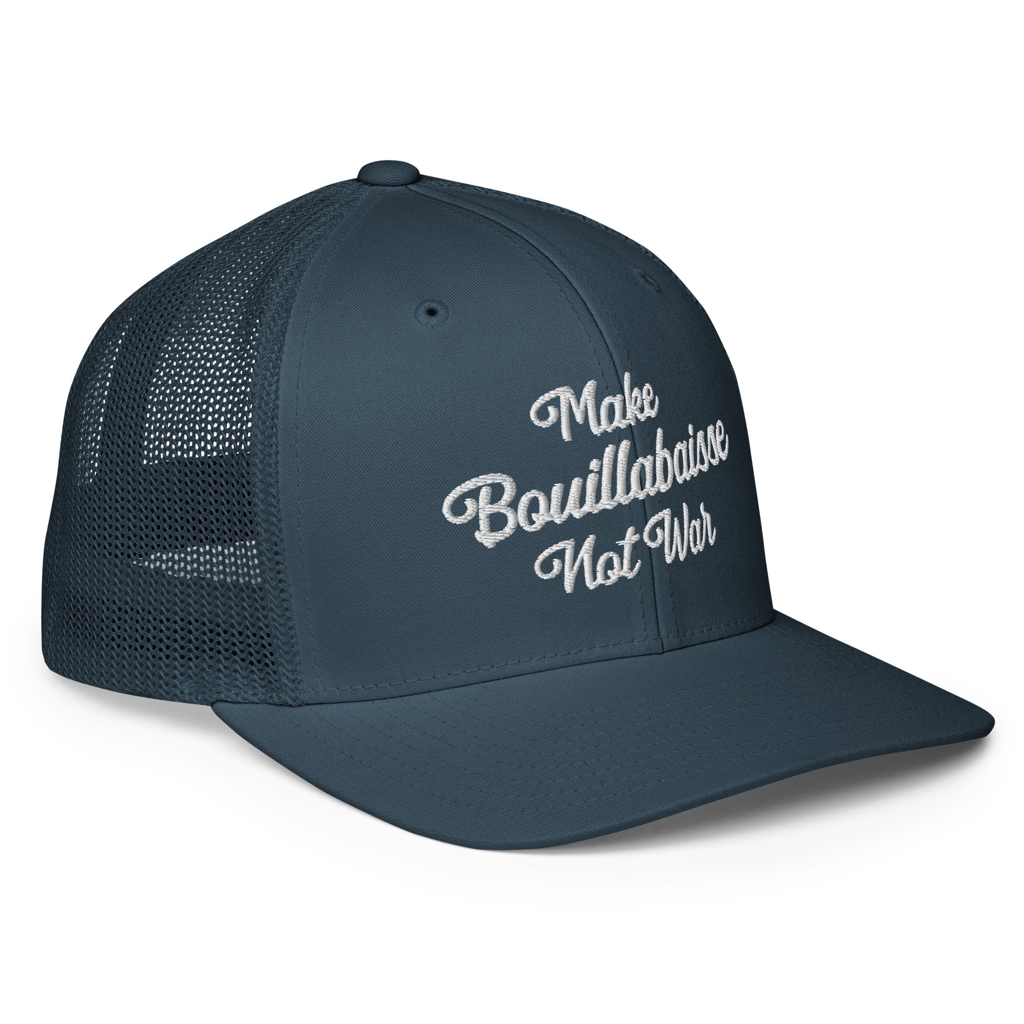 Casquette trucker renforcée Make Bouillabaisse Not War White 3DPuffy
