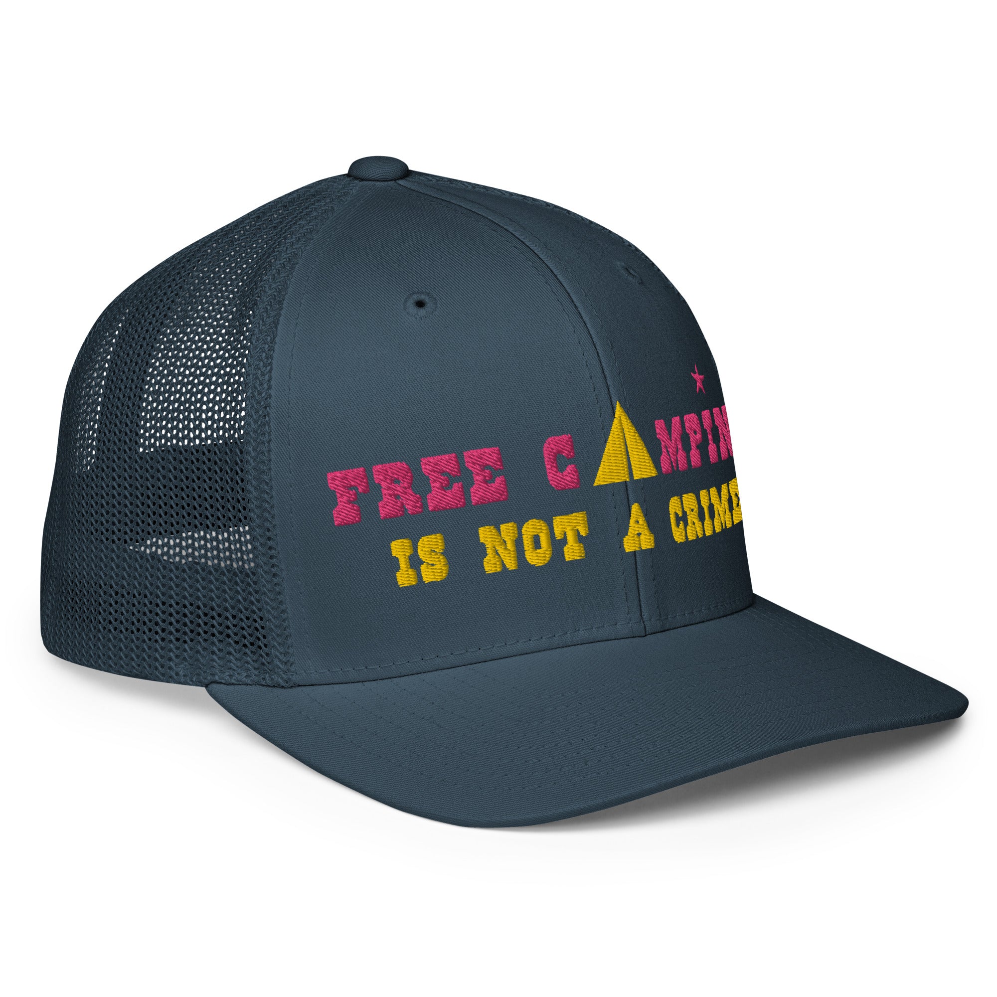 Casquette trucker renforcée Free camping is not a crime flamingo/yellow