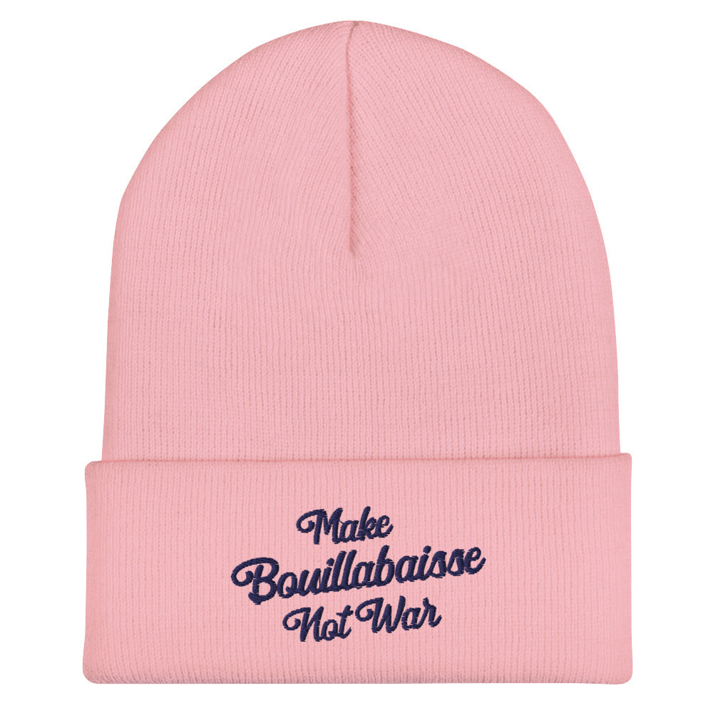 Cuffed Beanie Make Bouillabaisse Not War navy