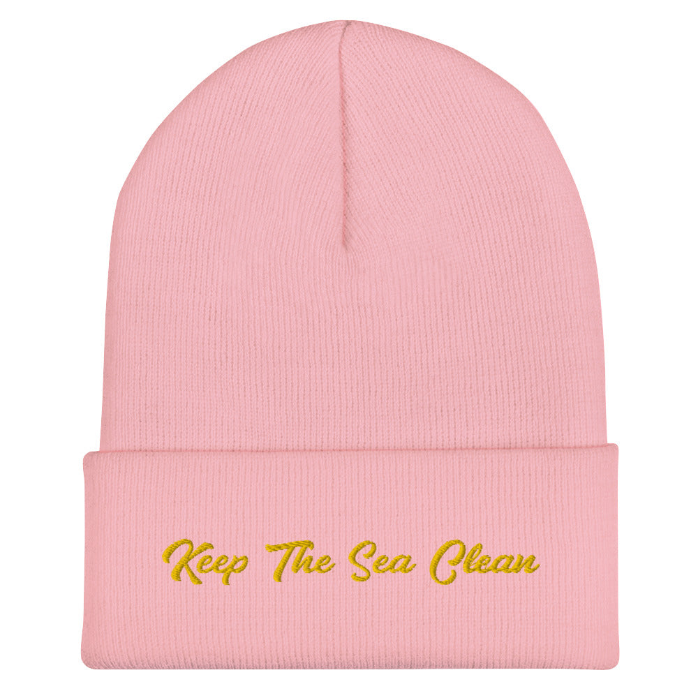 Cuffed Beanie Keep The Sea Clean Gold