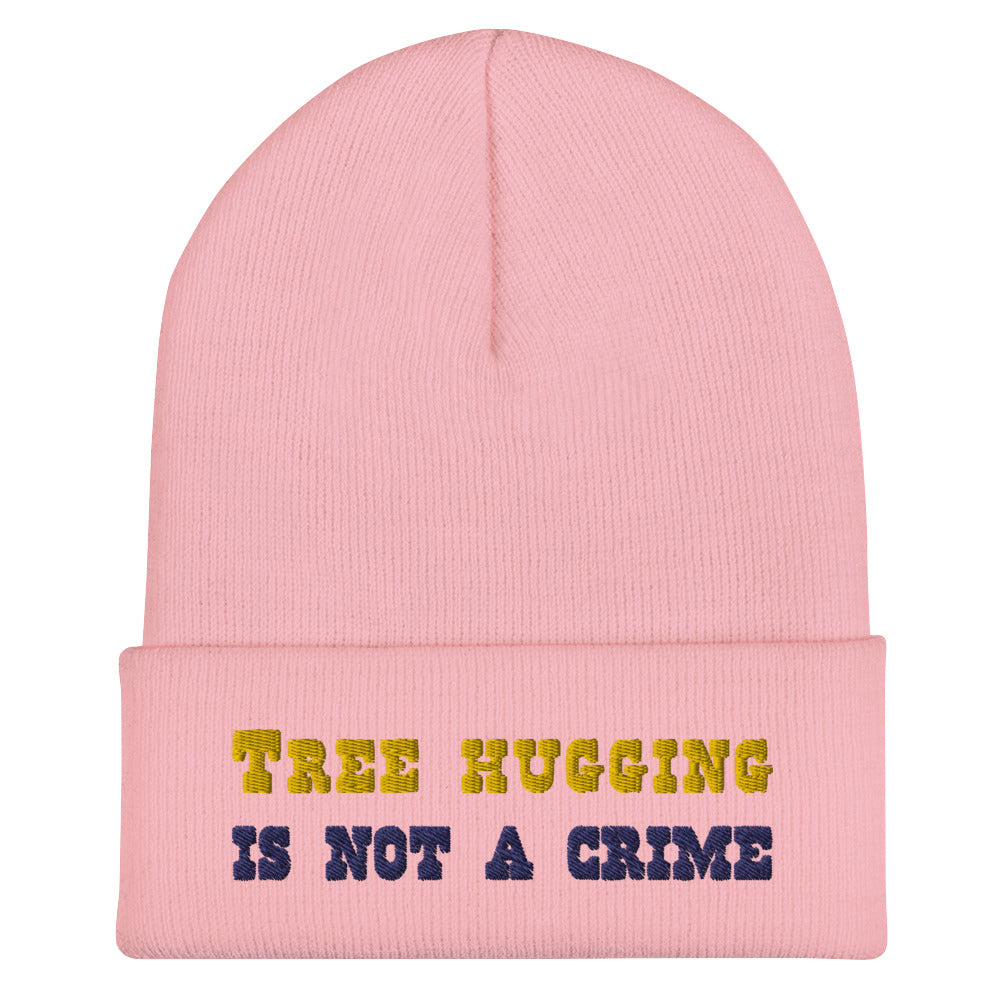 Cuffed Beanie Tree Hugging is not a crime Gold/Navy