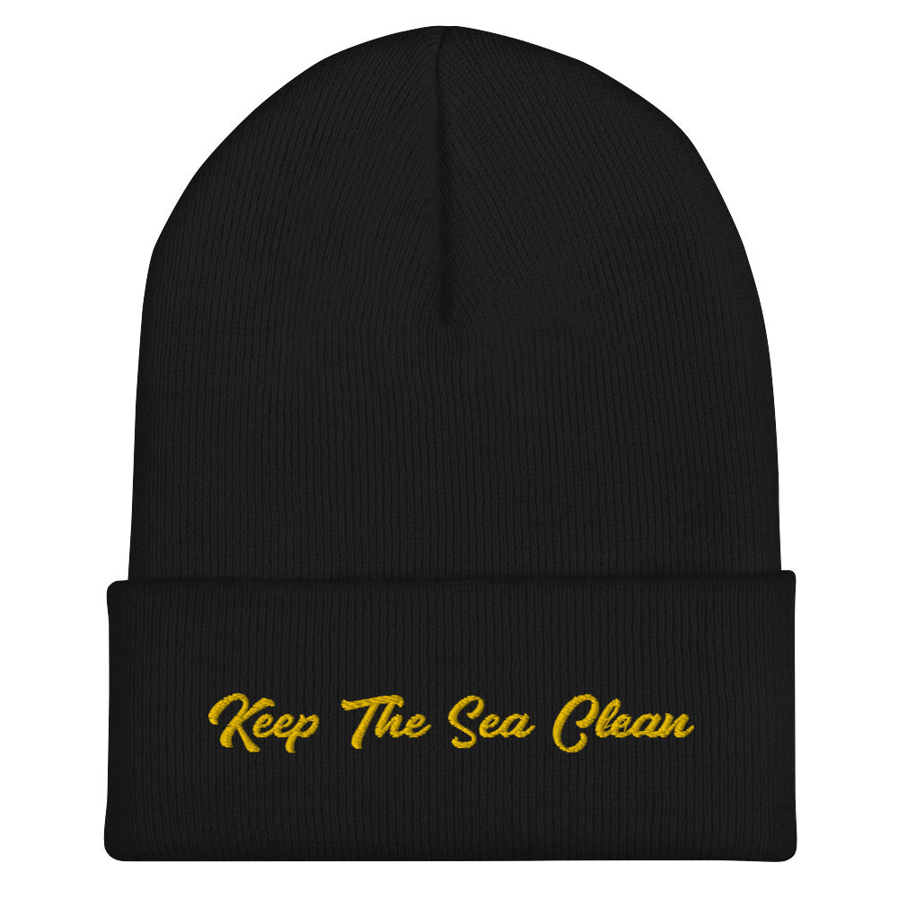 Cuffed Beanie Keep The Sea Clean Gold