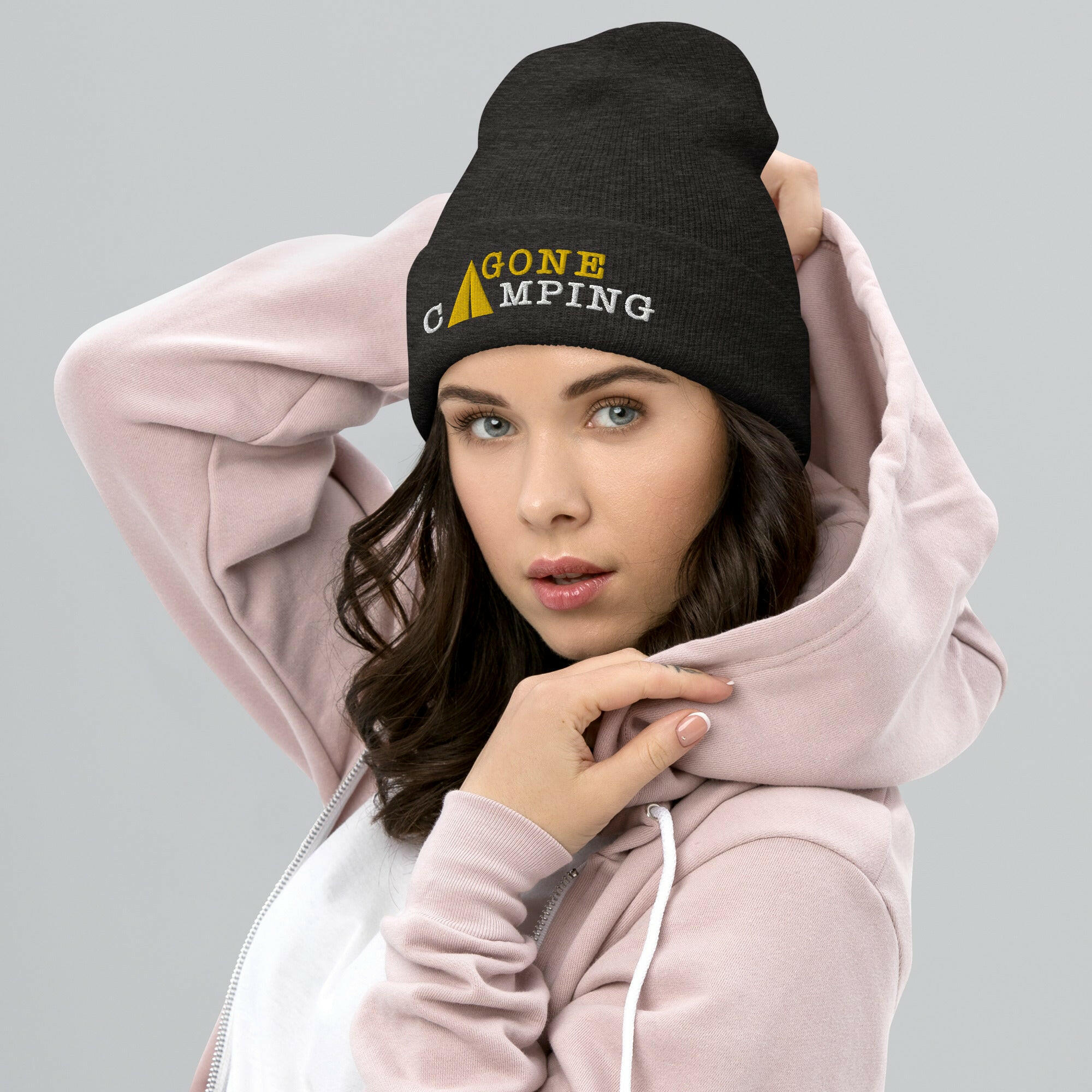 Cuffed Beanie Gone Camping White/Gold