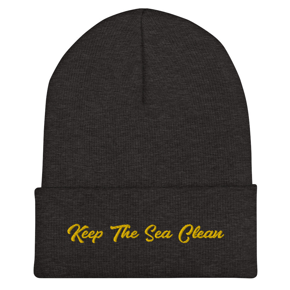 Cuffed Beanie Keep The Sea Clean Gold