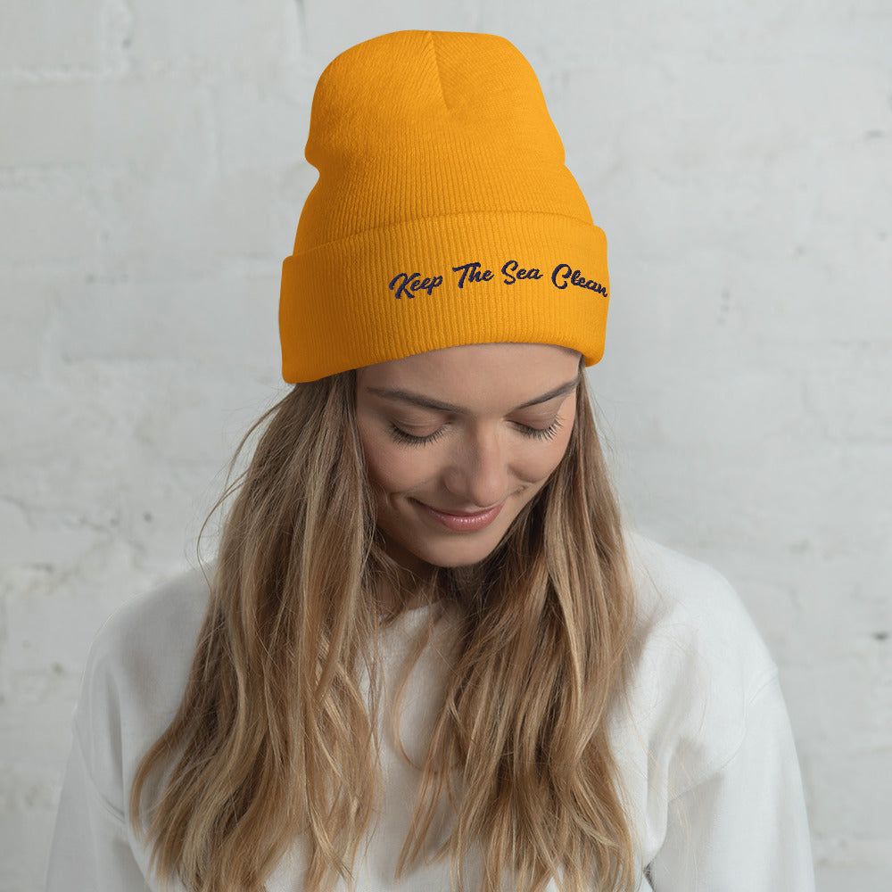 Cuffed Beanie Keep The Sea Clean Navy