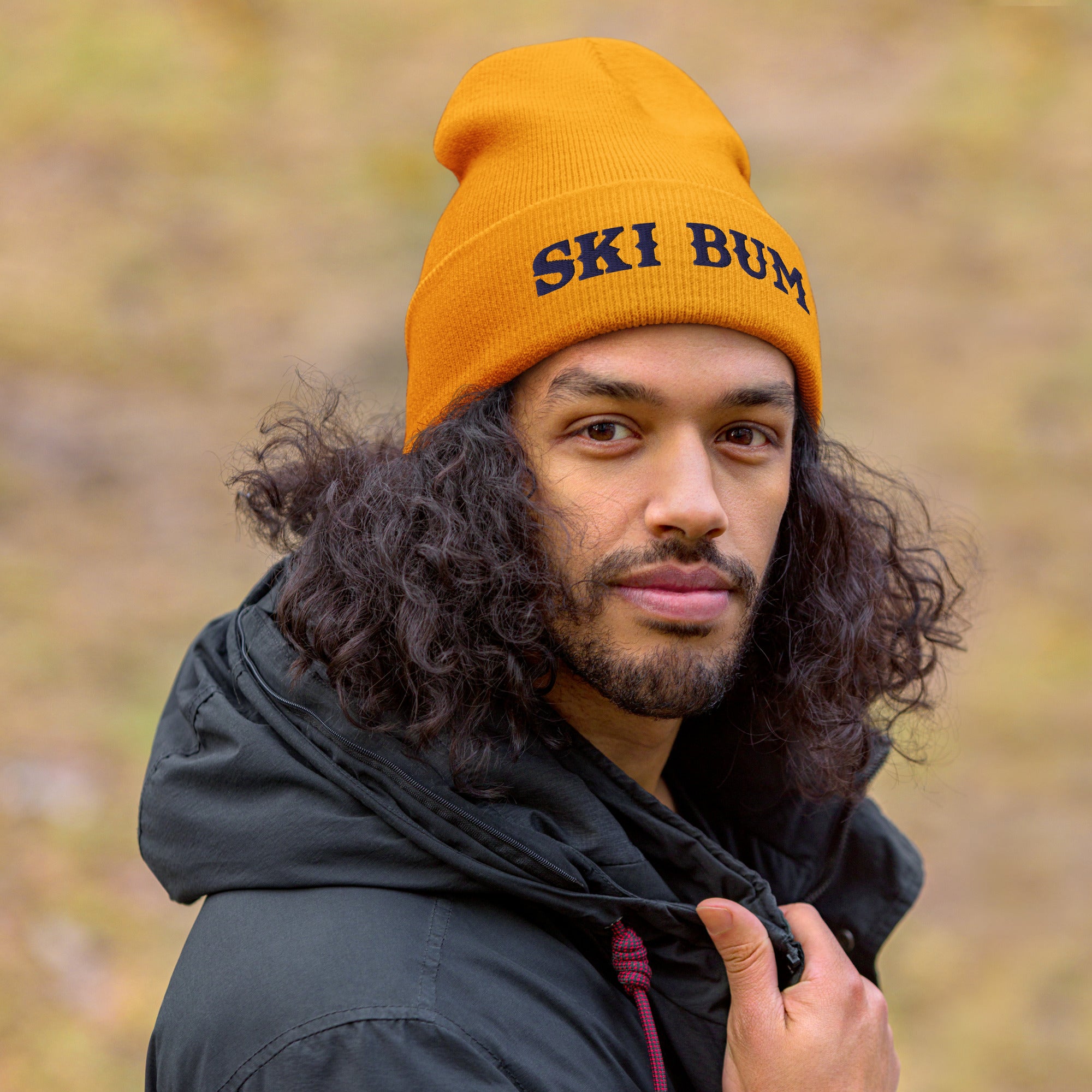 Bonnet old school à revers Ski Bum Navy broderie 3DPuffy