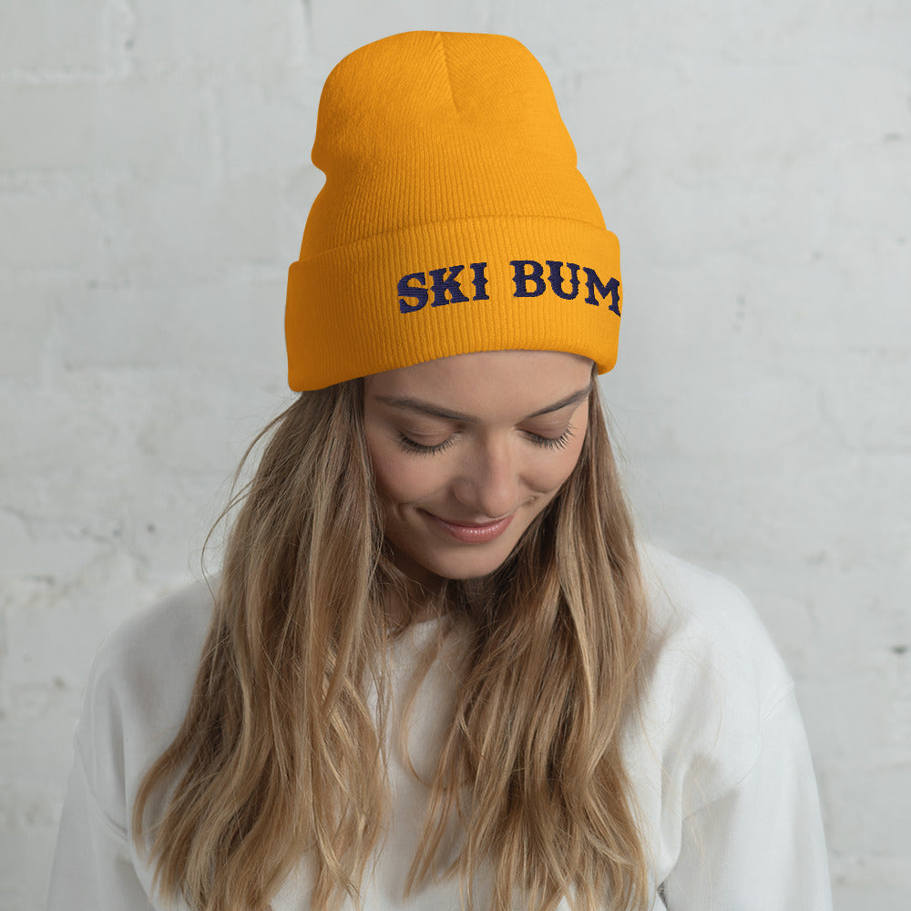 Bonnet old school à revers Ski Bum Navy broderie 3DPuffy