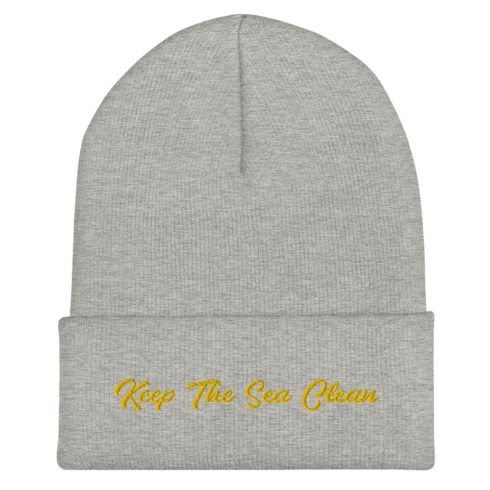 Cuffed Beanie Keep The Sea Clean Gold