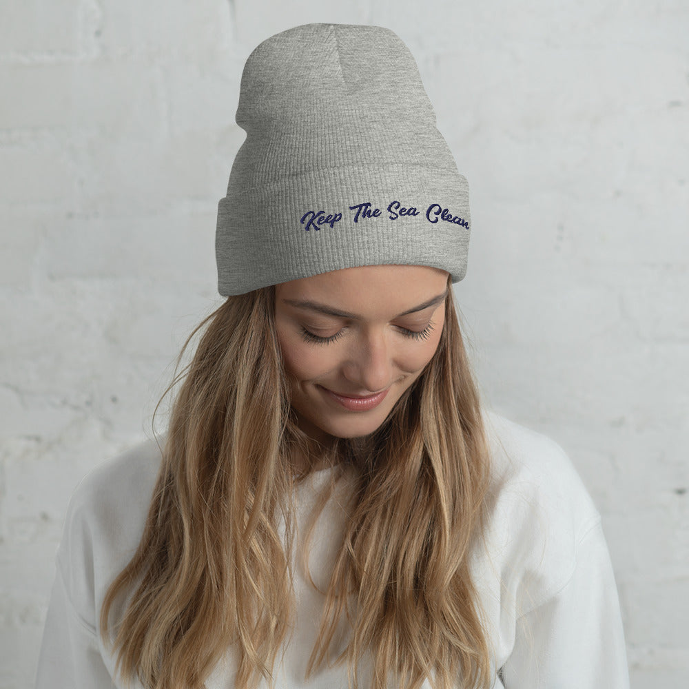 Cuffed Beanie Keep The Sea Clean Navy