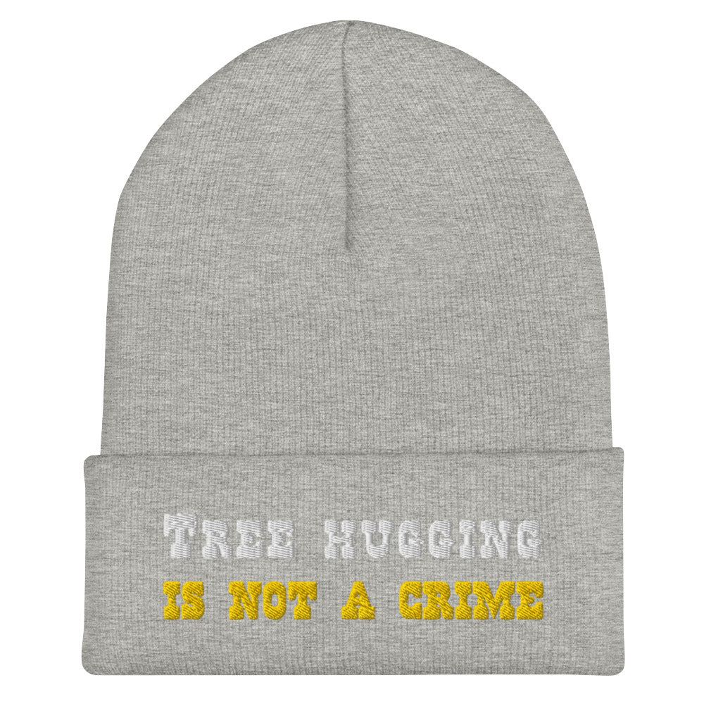 Bonnet old school à revers Tree Hugging is not a crime White/Gold