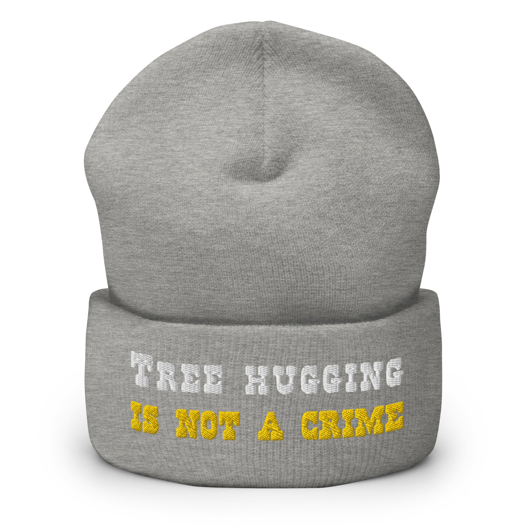 Bonnet old school à revers Tree Hugging is not a crime White/Gold