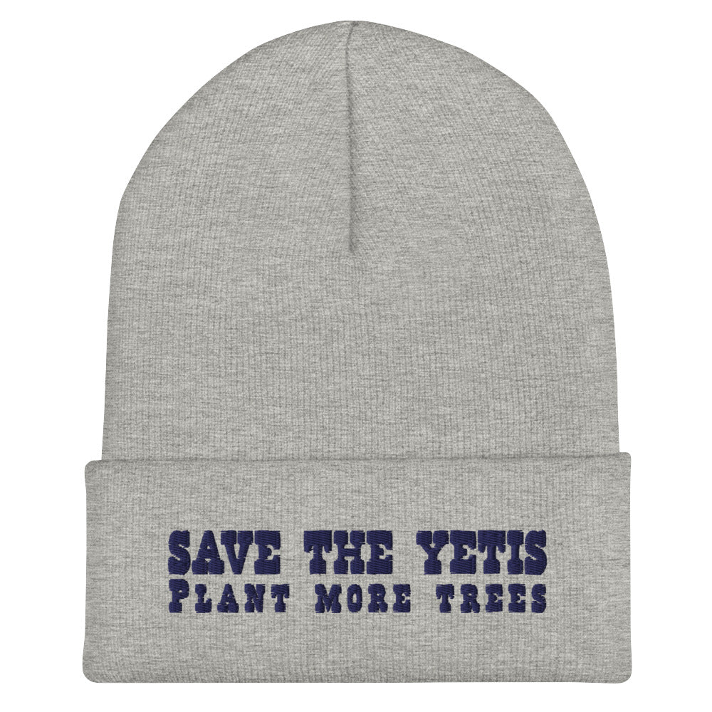 Cuffed Beanie Save the Yetis, Plant more Trees Navy