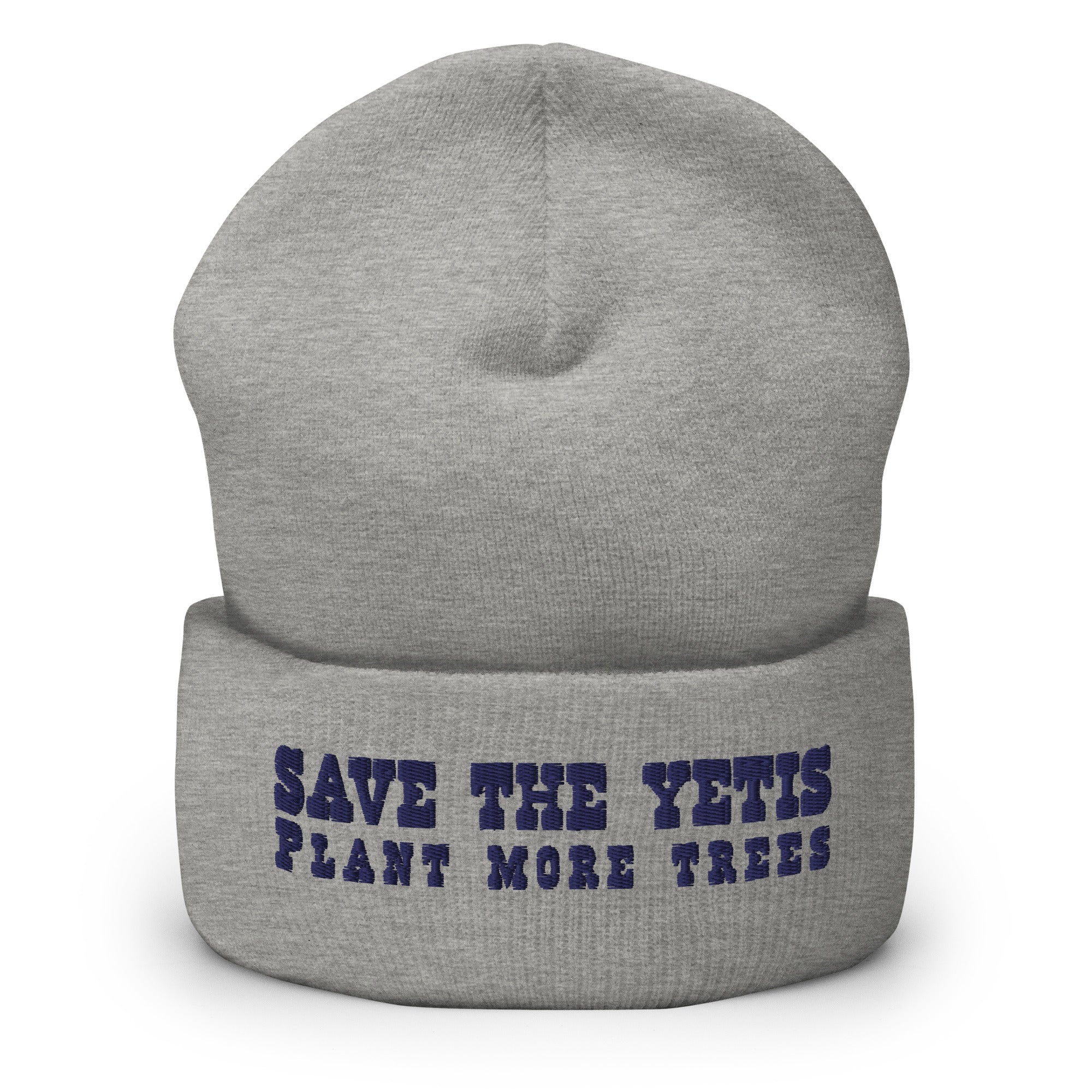 Cuffed Beanie Save the Yetis, Plant more Trees Navy