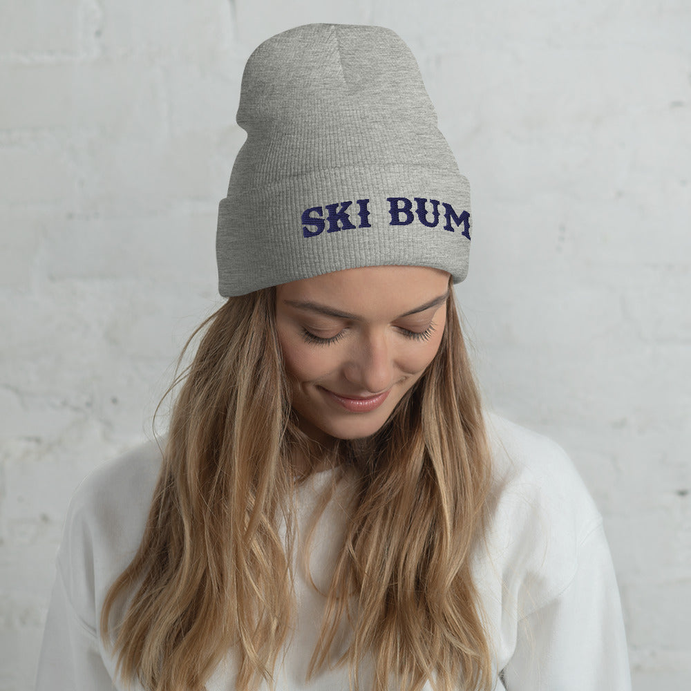 Bonnet old school à revers Ski Bum Navy broderie 3DPuffy
