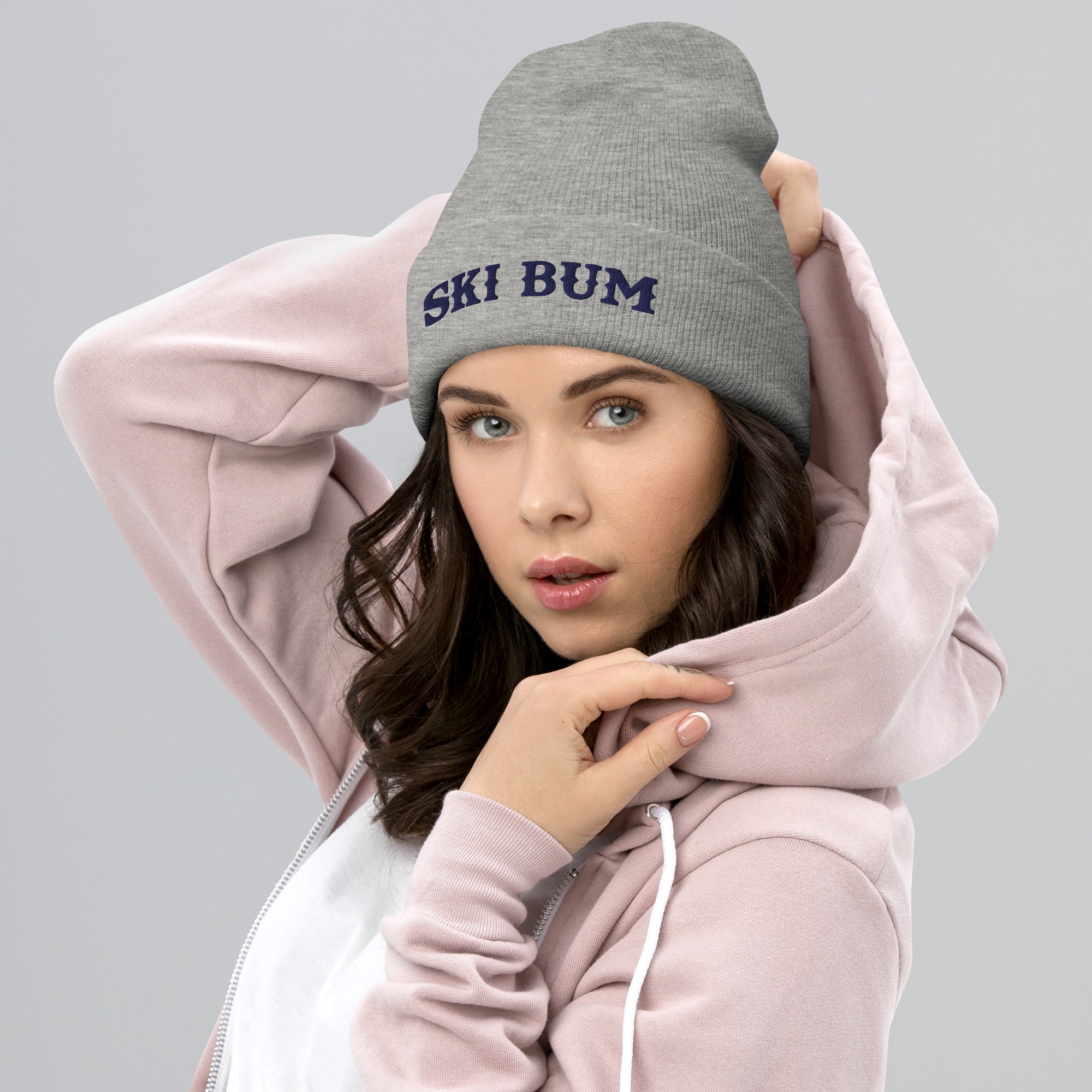 Bonnet old school à revers Ski Bum Navy broderie 3DPuffy