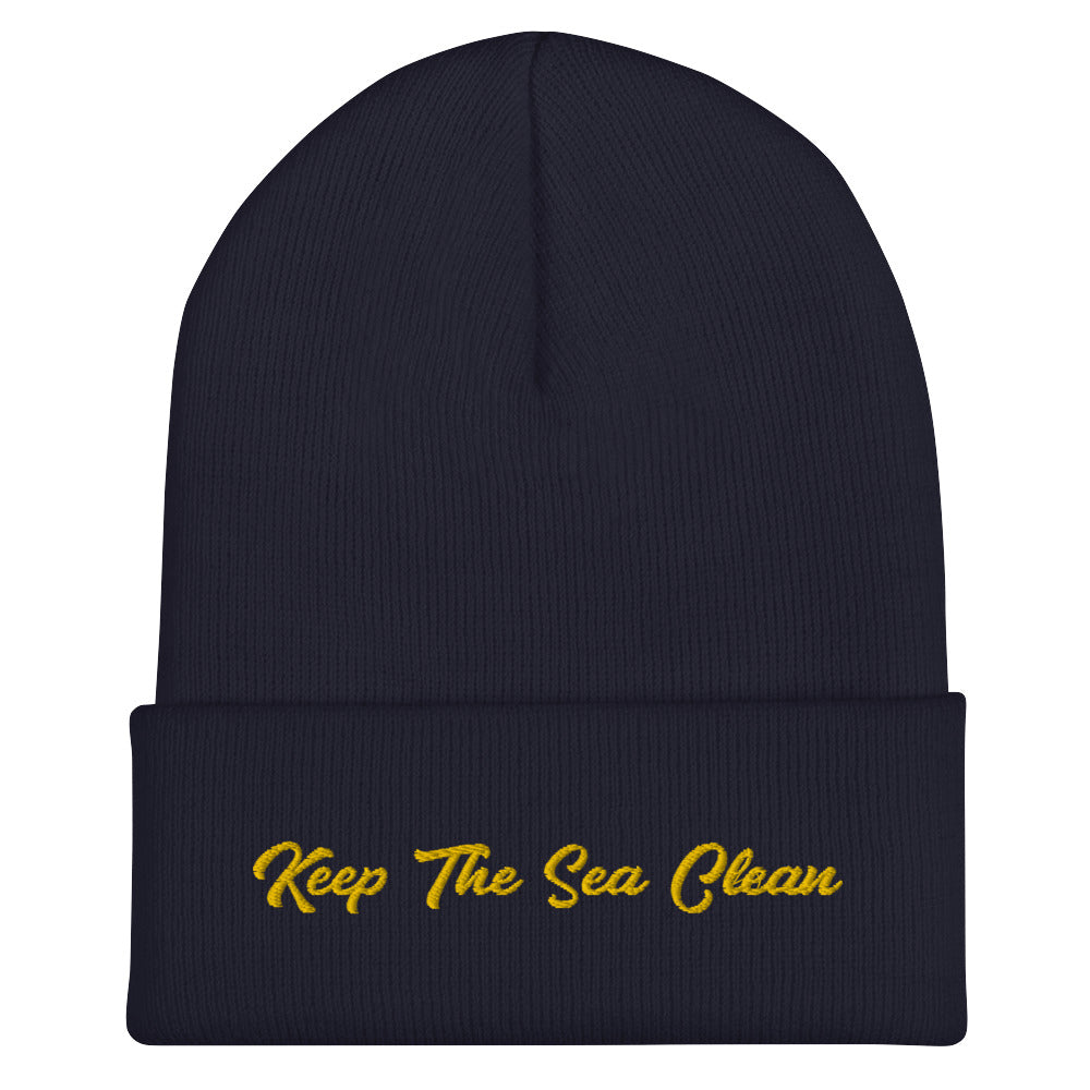 Cuffed Beanie Keep The Sea Clean Gold