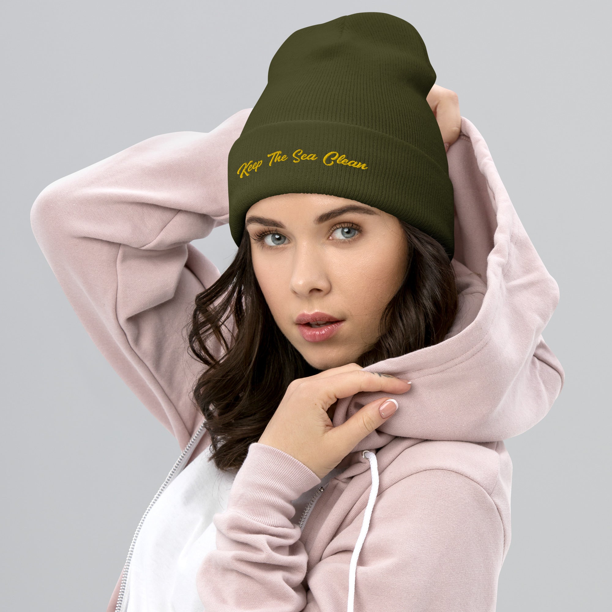 Cuffed Beanie Keep The Sea Clean Gold