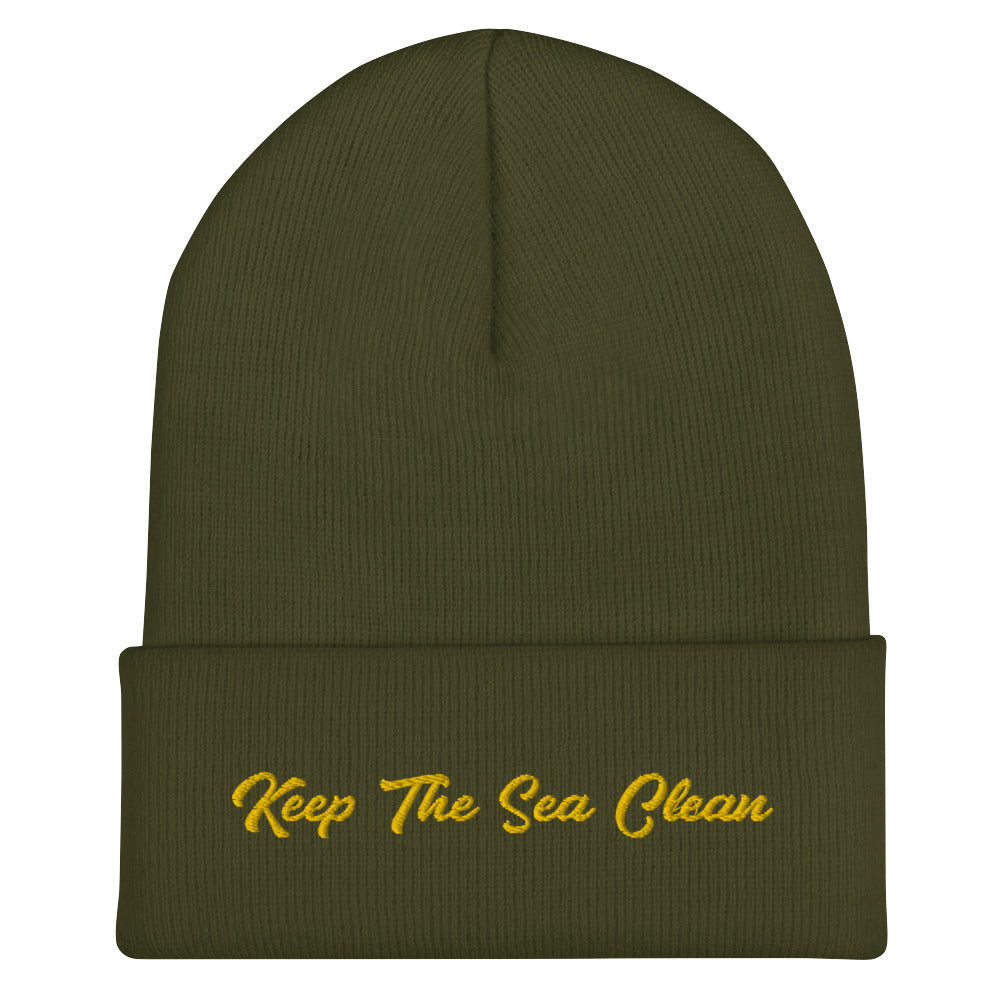 Cuffed Beanie Keep The Sea Clean Gold