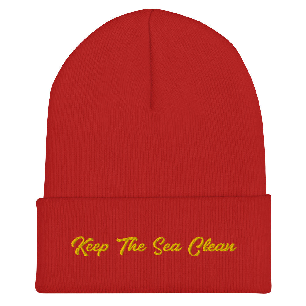 Cuffed Beanie Keep The Sea Clean Gold