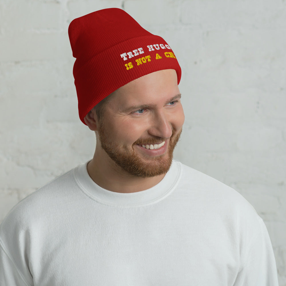 Bonnet old school à revers Tree Hugging is not a crime White/Gold