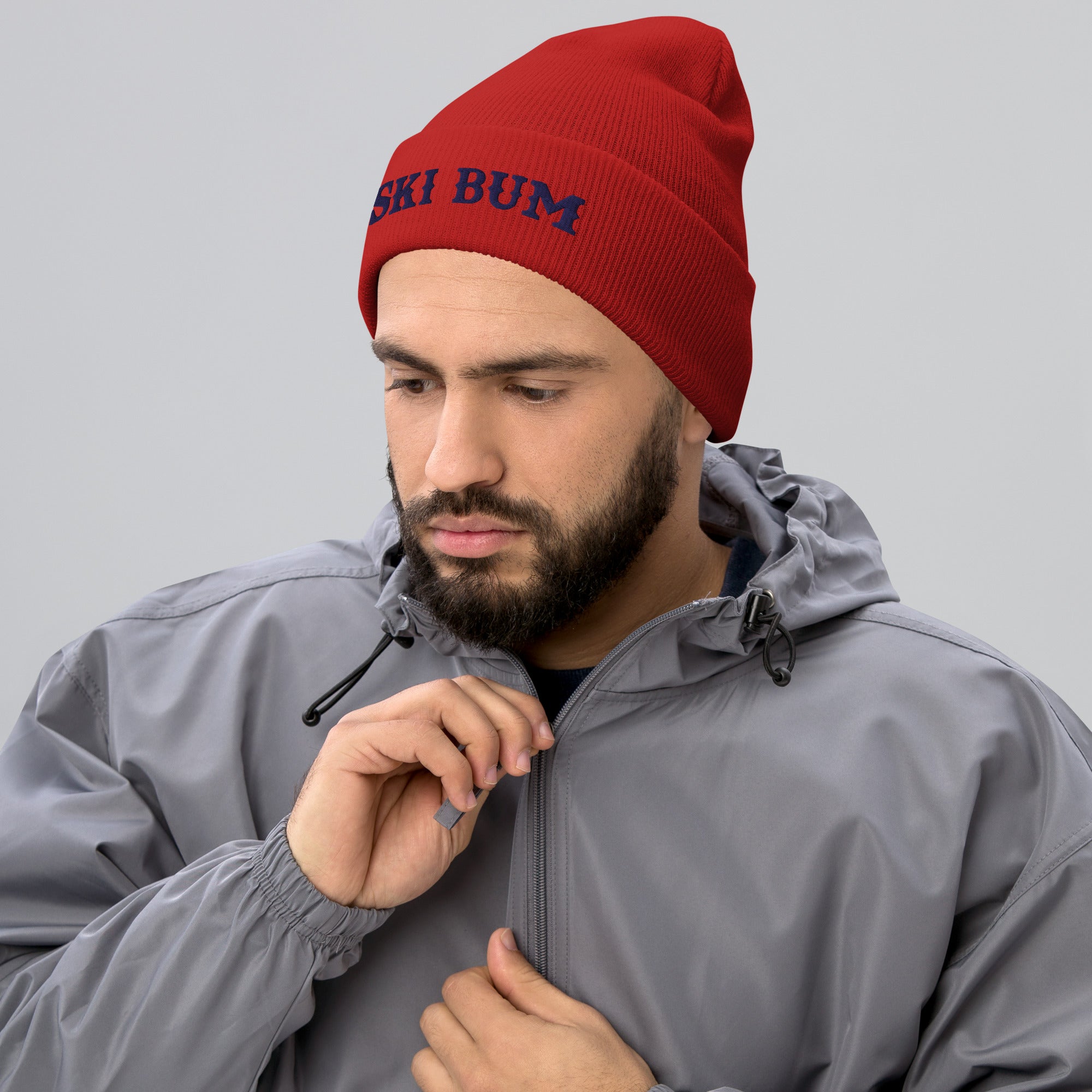 Bonnet old school à revers Ski Bum Navy broderie 3DPuffy
