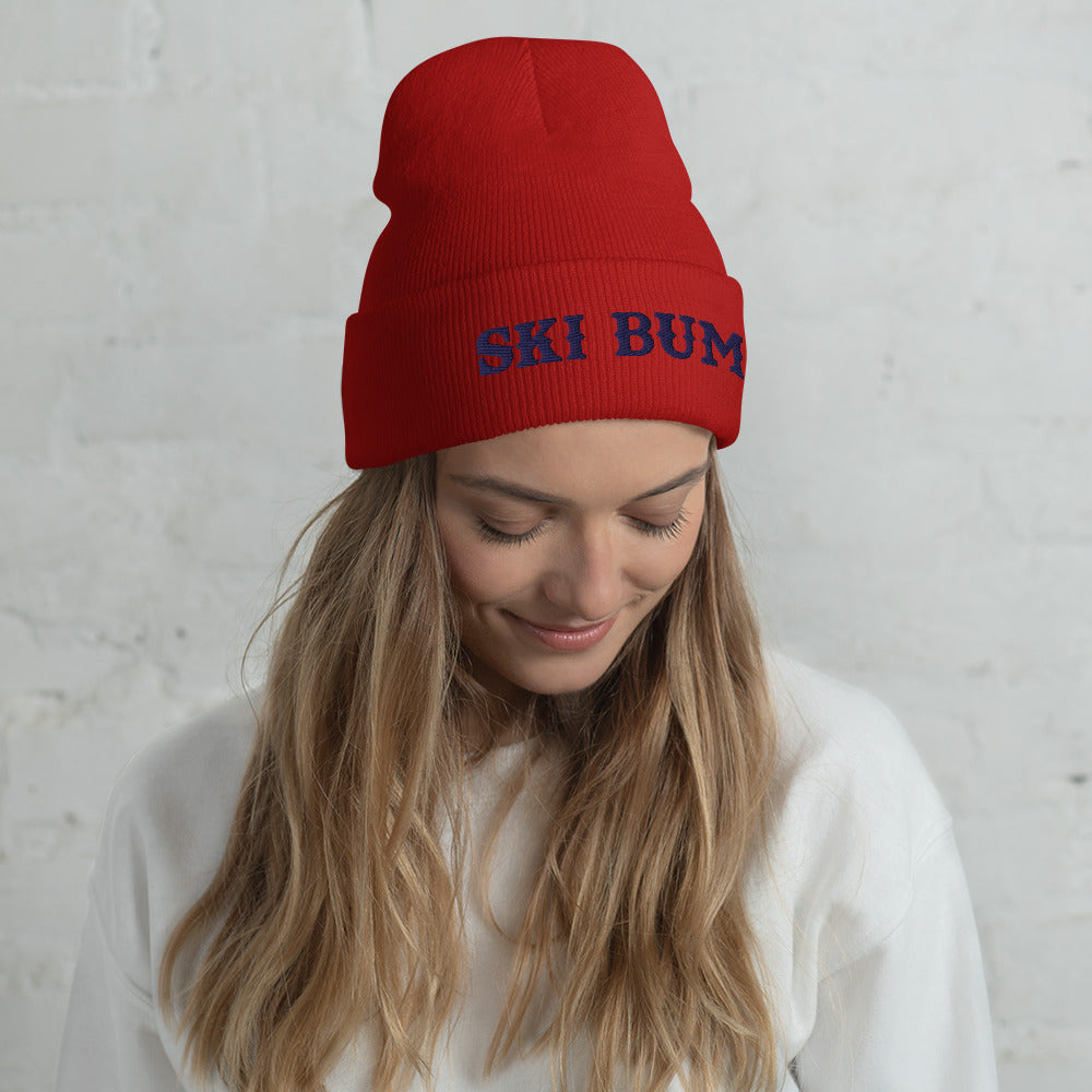 Bonnet old school à revers Ski Bum Navy broderie 3DPuffy