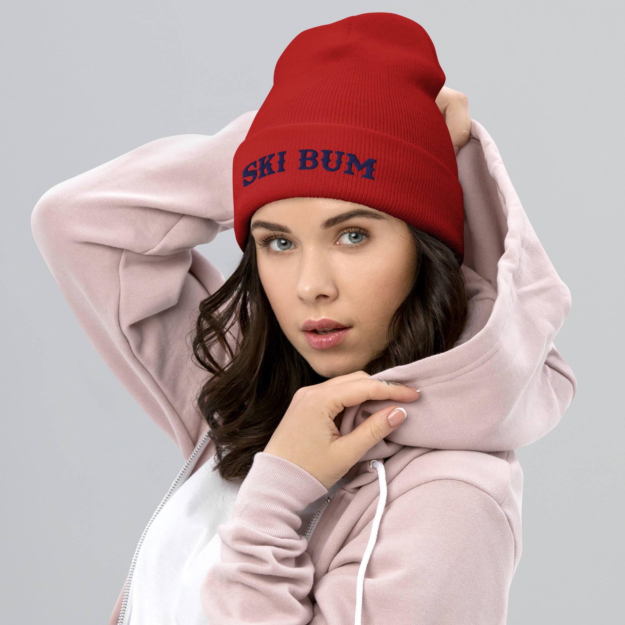 Bonnet old school à revers Ski Bum Navy broderie 3DPuffy