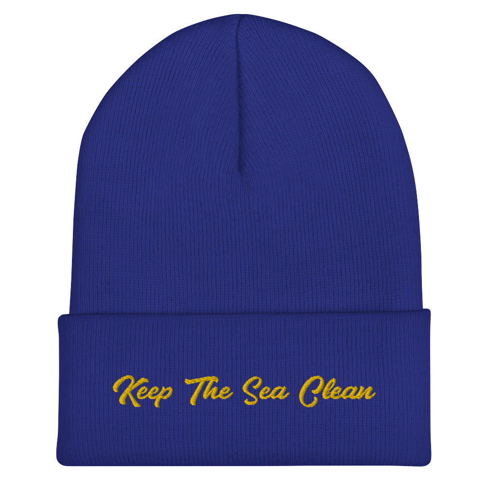 Cuffed Beanie Keep The Sea Clean Gold