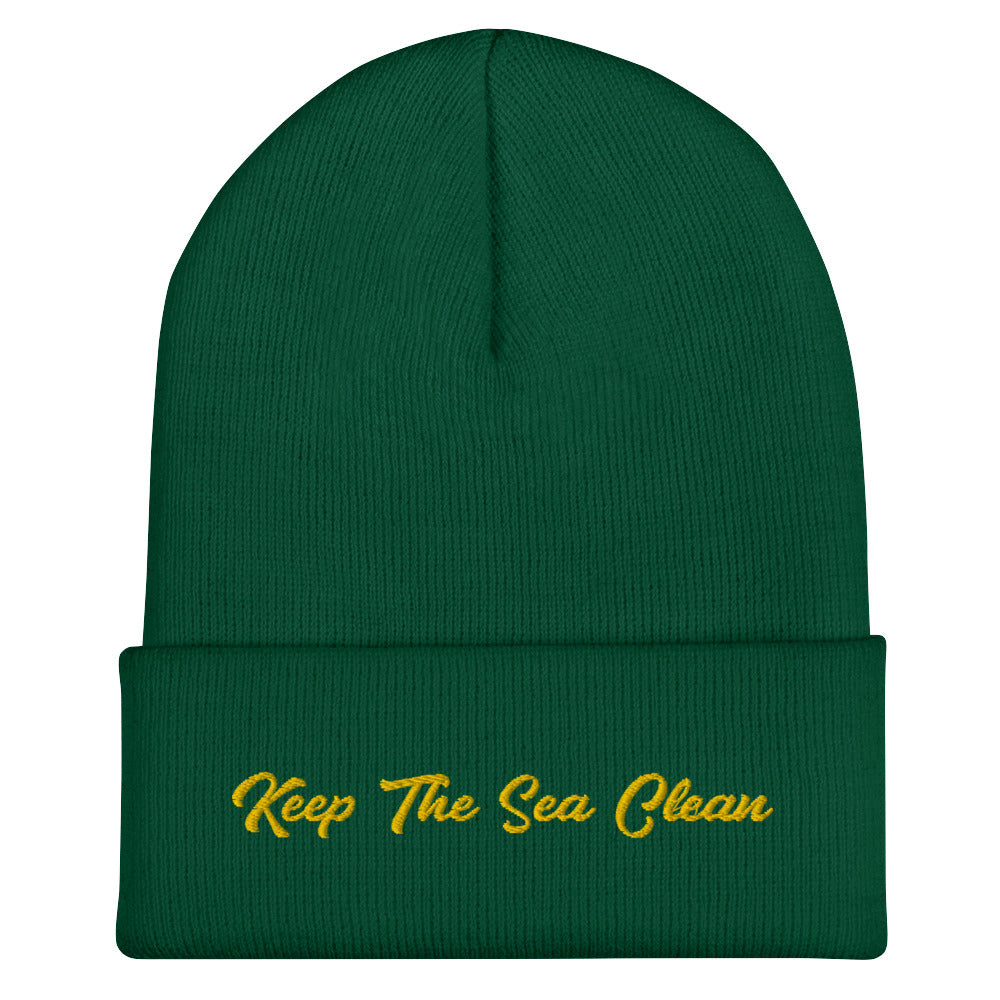 Cuffed Beanie Keep The Sea Clean Gold