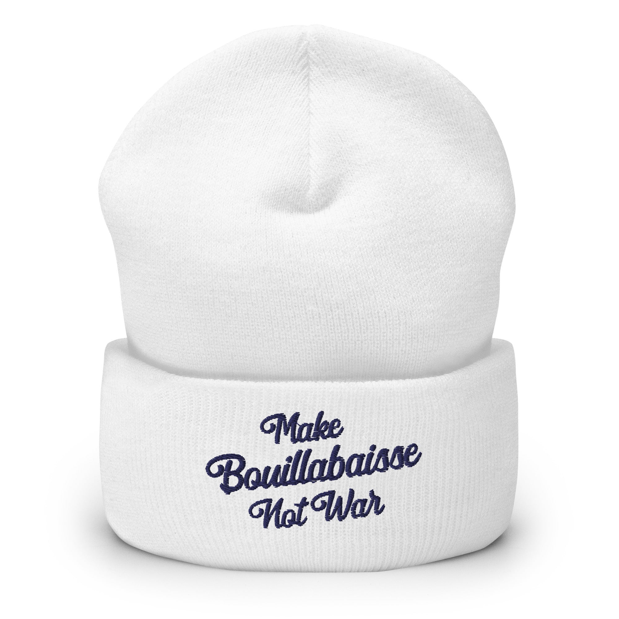 Bonnet old school à revers Make Bouillabaisse Not War navy