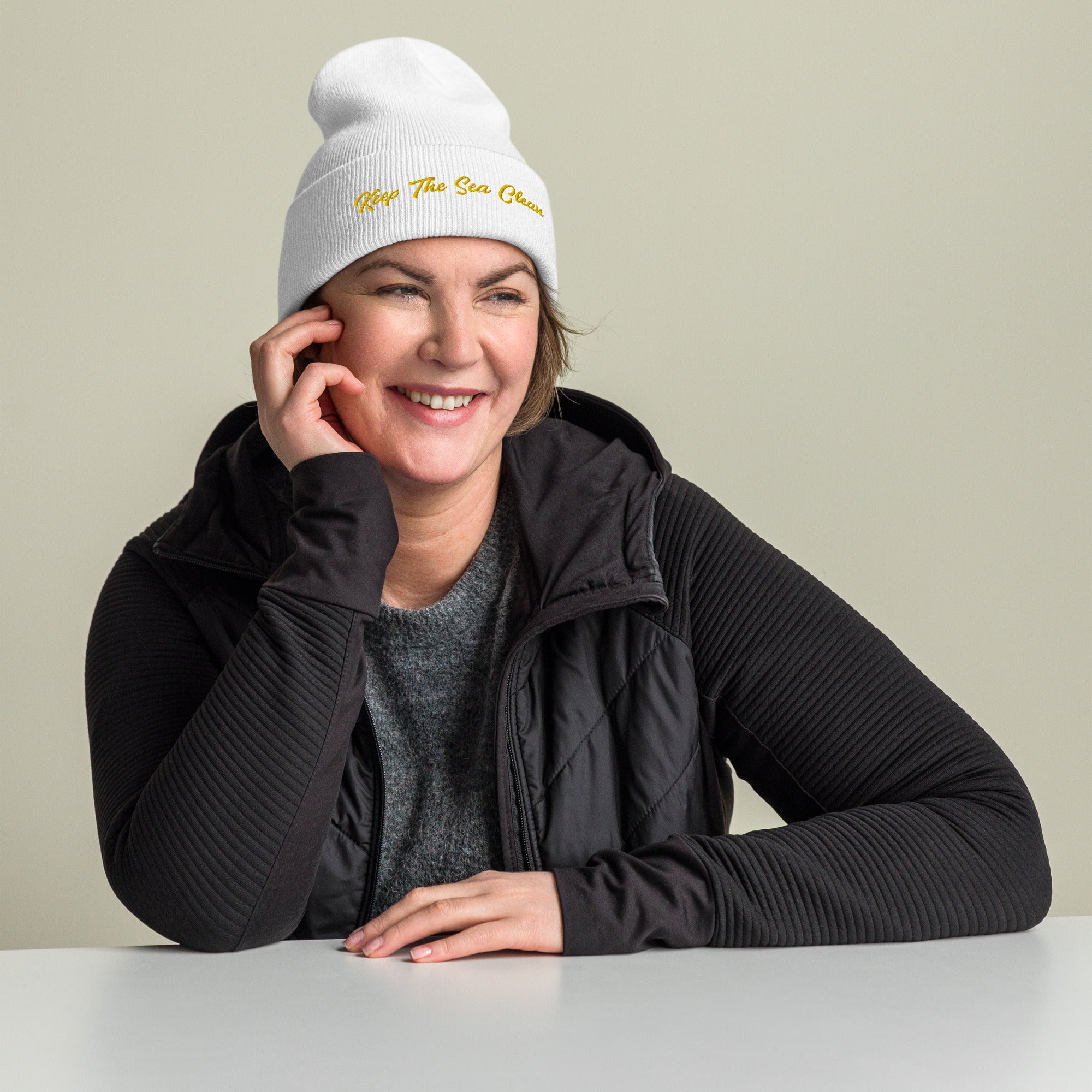 Cuffed Beanie Keep The Sea Clean Gold