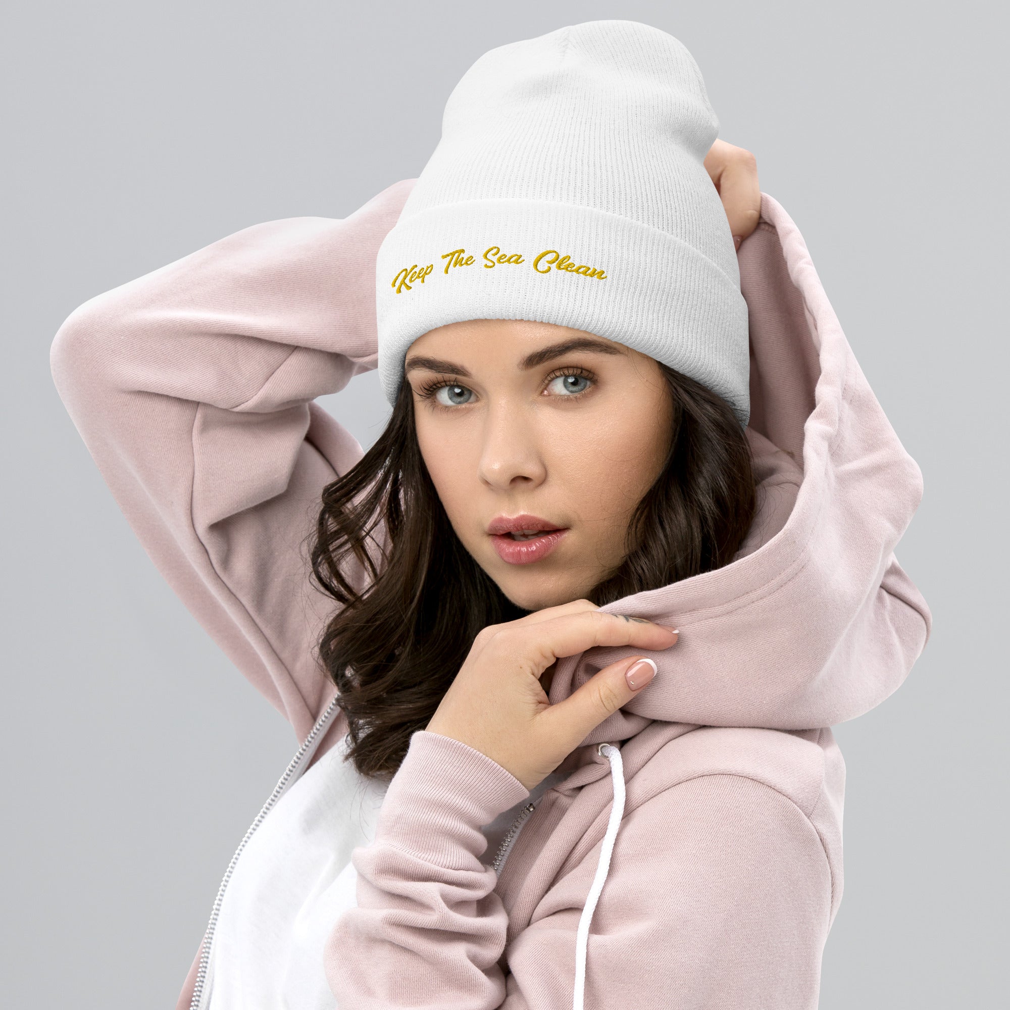 Cuffed Beanie Keep The Sea Clean Gold