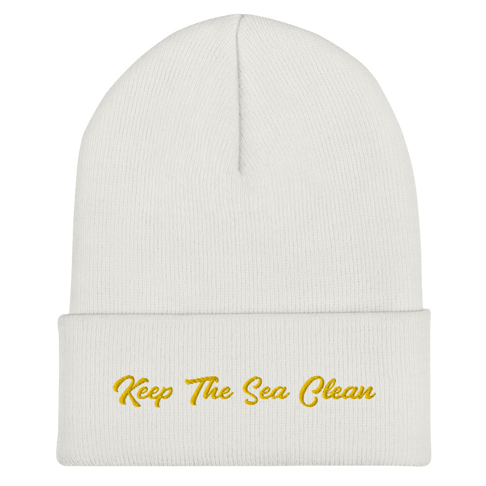 Cuffed Beanie Keep The Sea Clean Gold