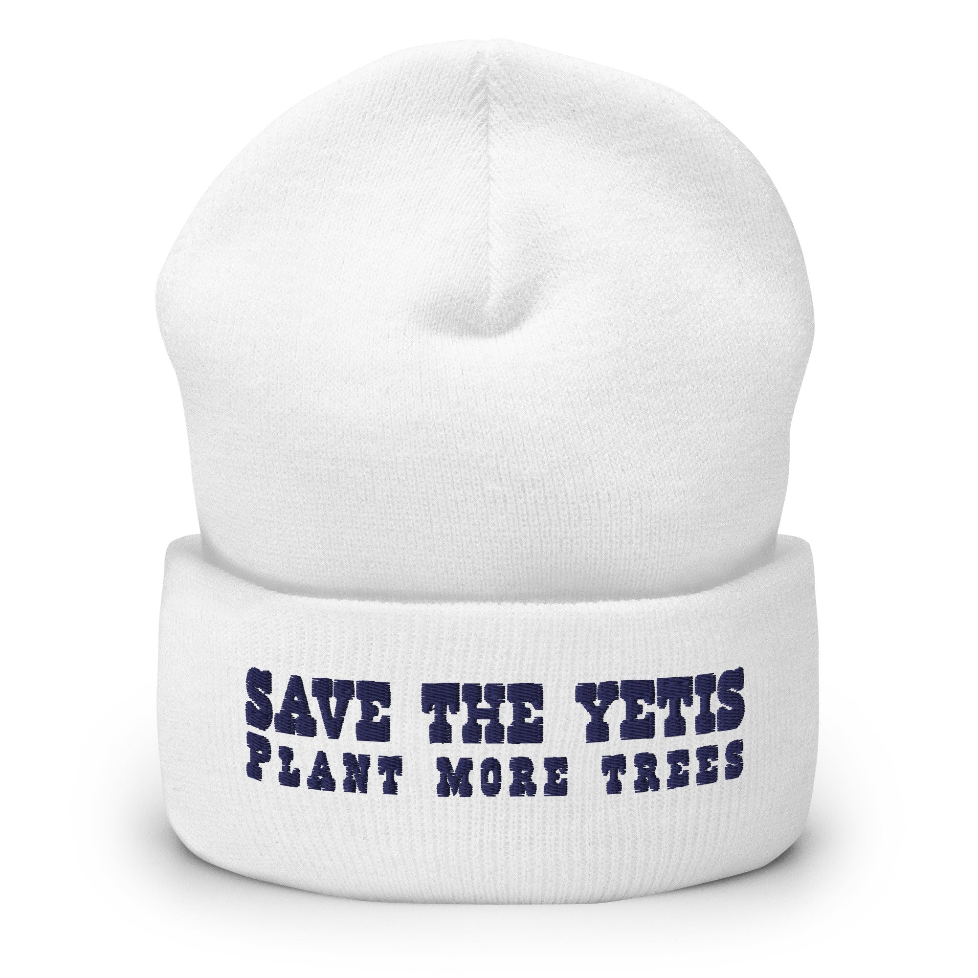 Cuffed Beanie Save the Yetis, Plant more Trees Navy