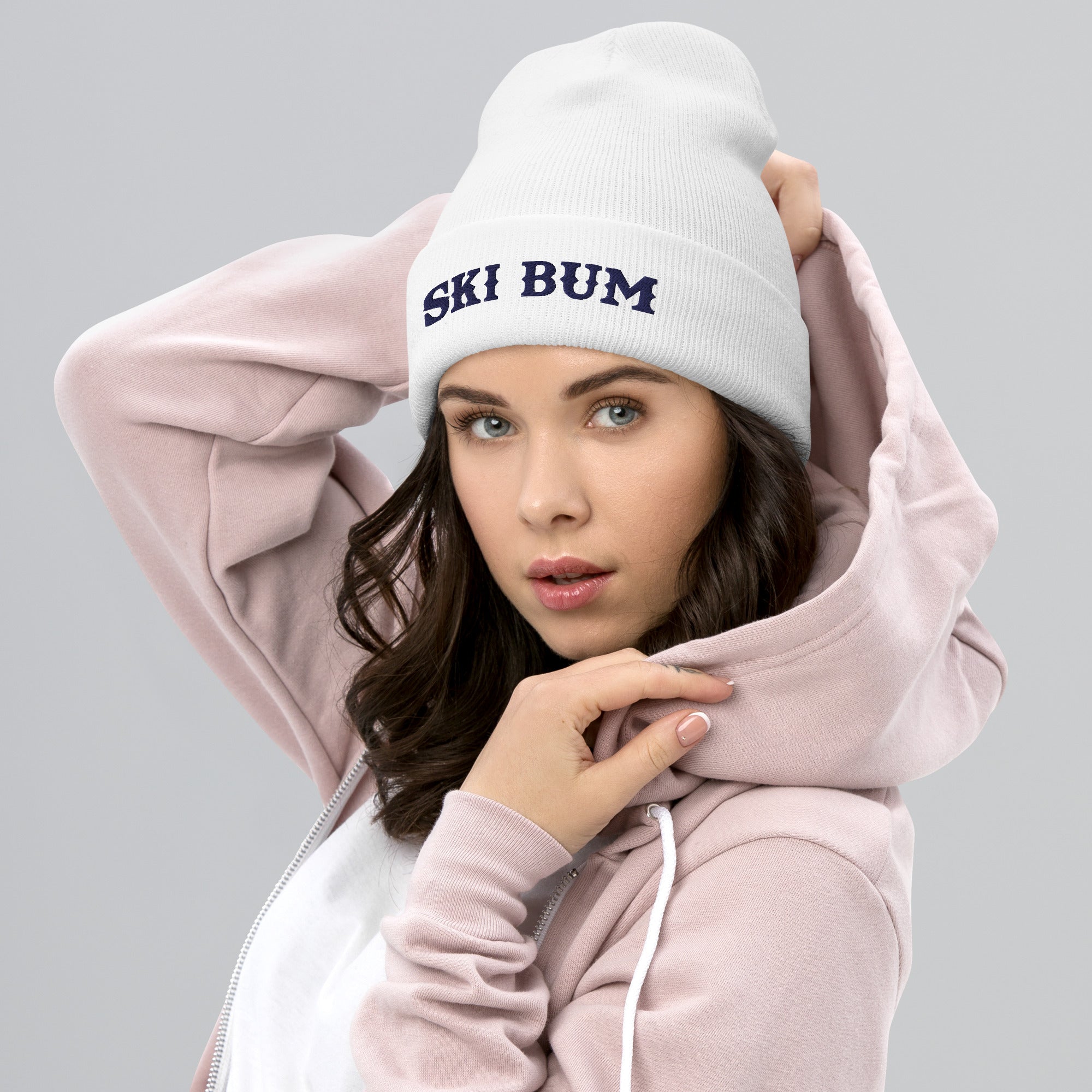Bonnet old school à revers Ski Bum Navy broderie 3DPuffy