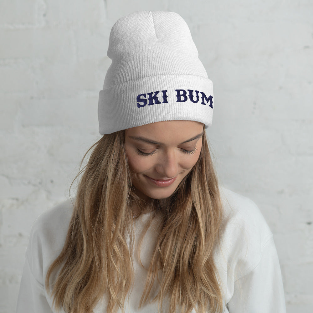 Bonnet old school à revers Ski Bum Navy broderie 3DPuffy