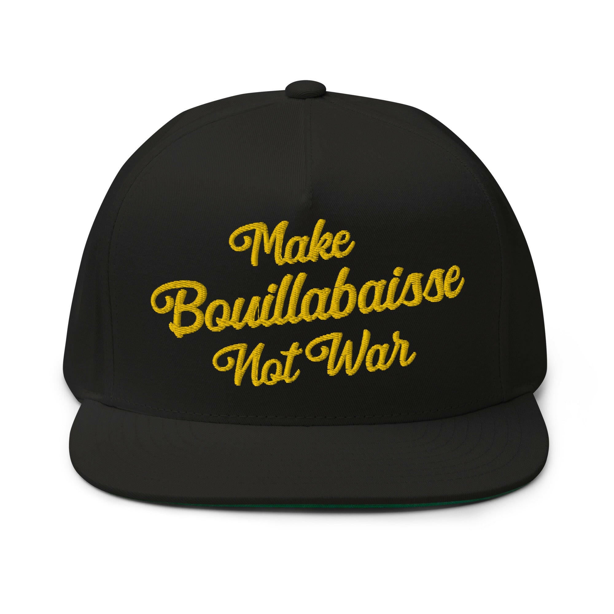 Casquette à Visière Plate en coton sergé Make Bouillabaisse Not War grand motif brodé