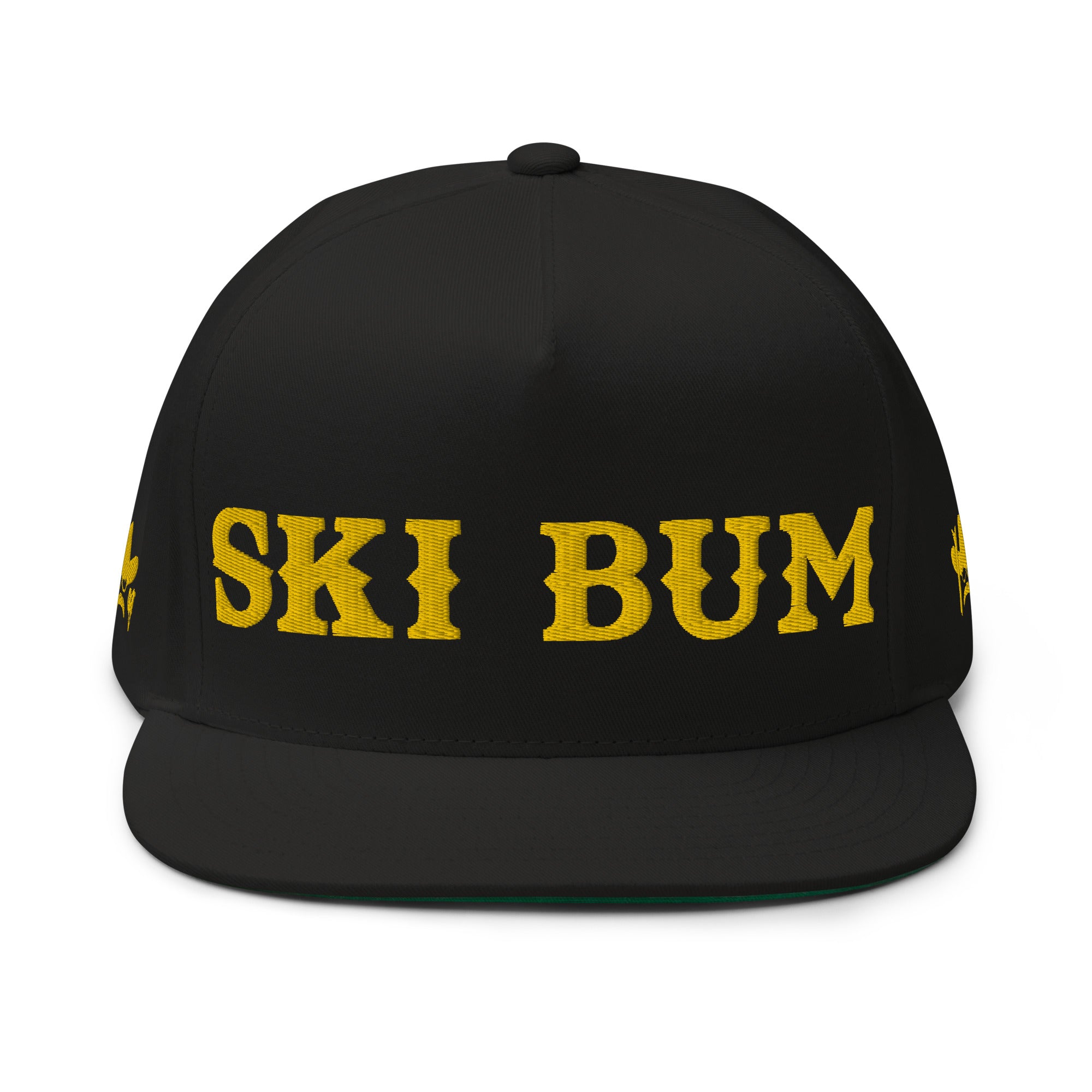Casquette à Visière Plate en coton sergé Ski Bum Gold brodé sur 3 côtés
