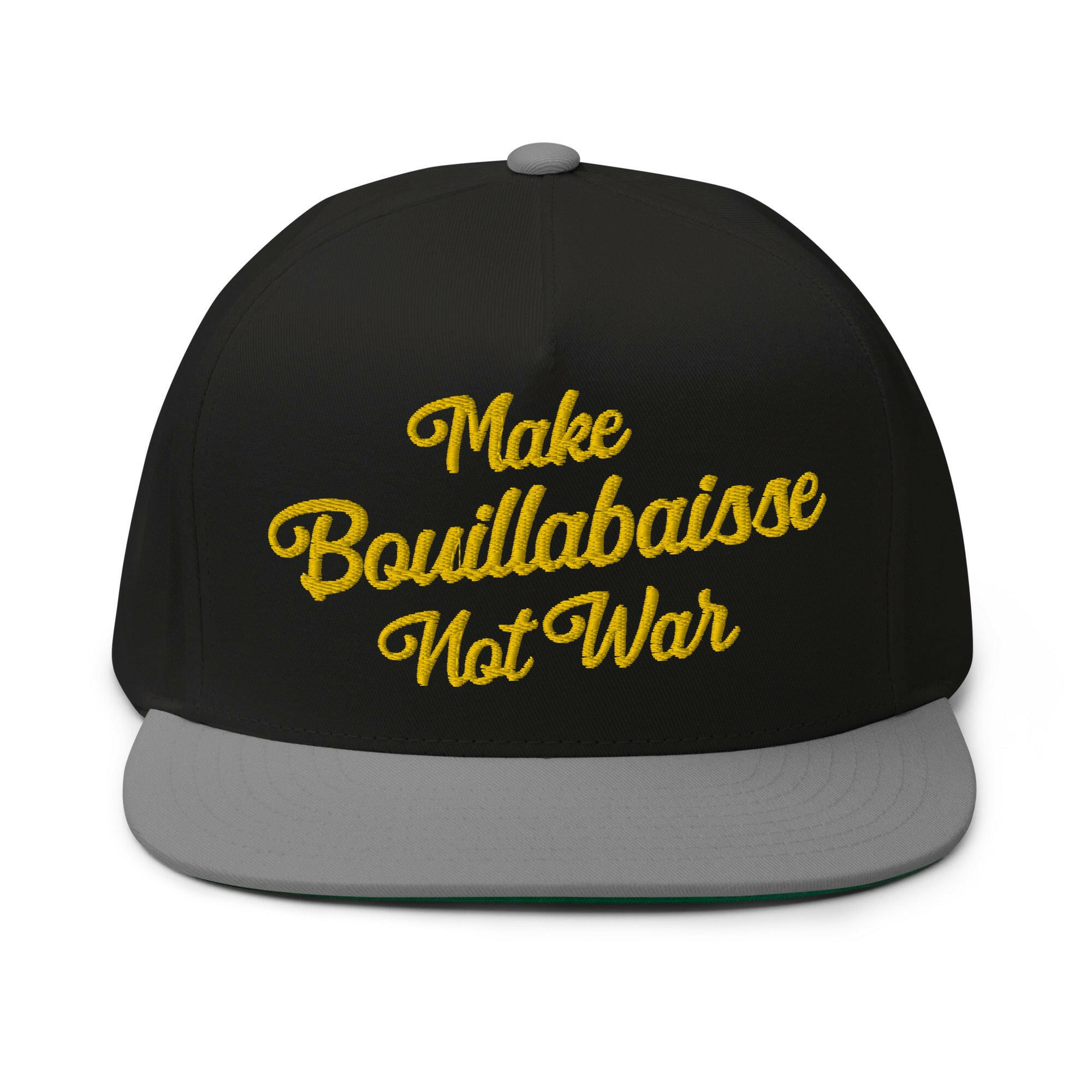Casquette à Visière Plate en coton sergé Make Bouillabaisse Not War grand motif brodé